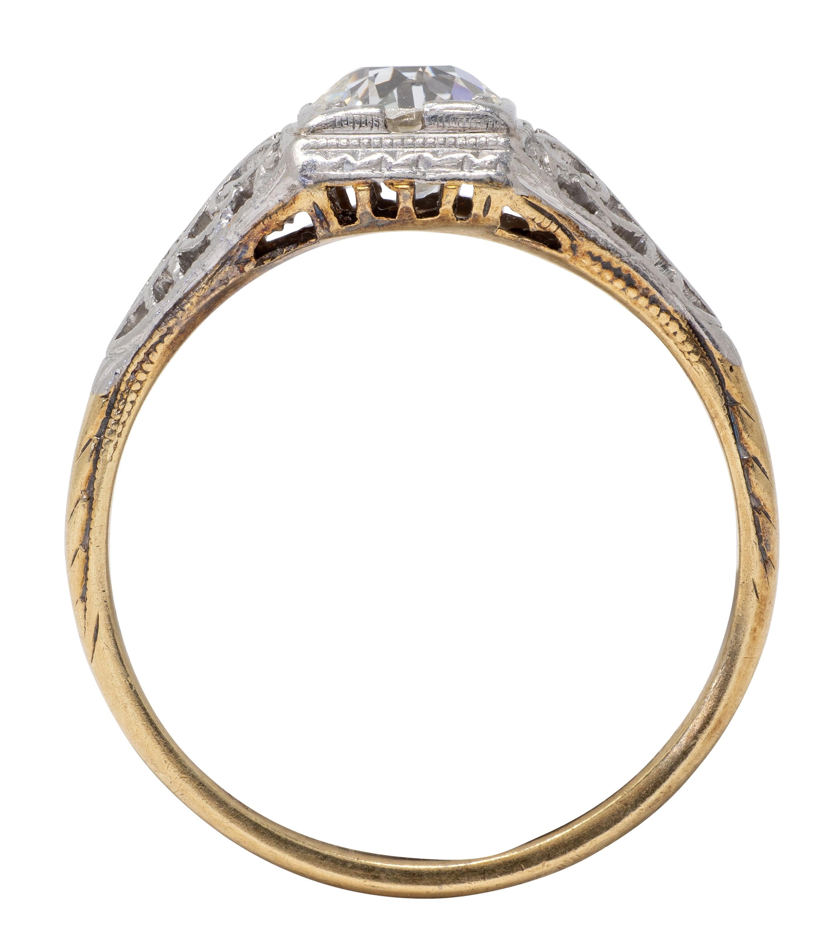 Edwardian European Diamond 14K Gold Platinum Antique Butterfly Engagement Ring