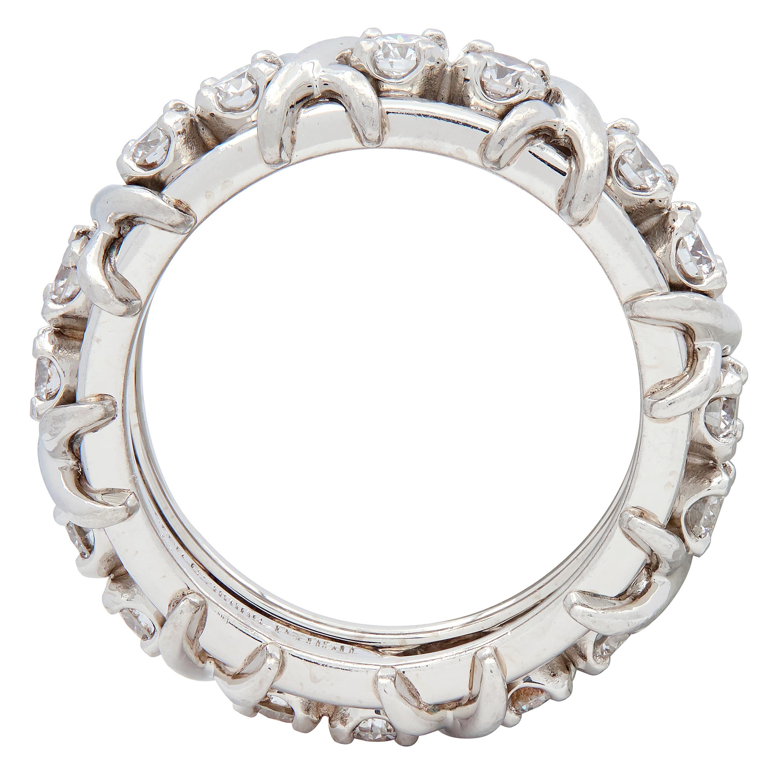 Tiffany & Co. Schlumberger Diamond Platinum Vintage Sixteen Stone X Band Ring
