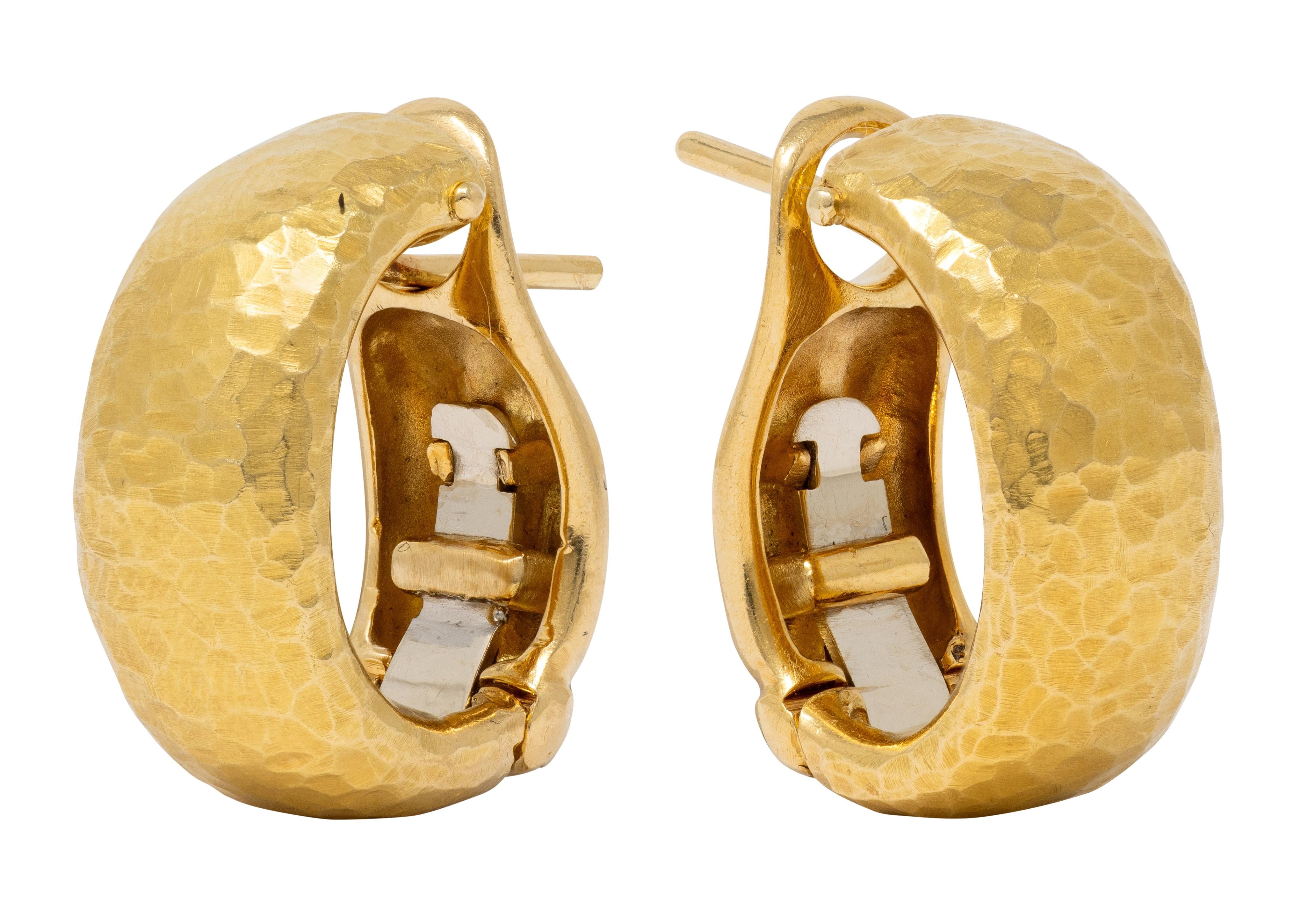 Tiffany & Co. Paloma Picasso 1989 18K Gold Vintage Hammered J-Hoop Earrings