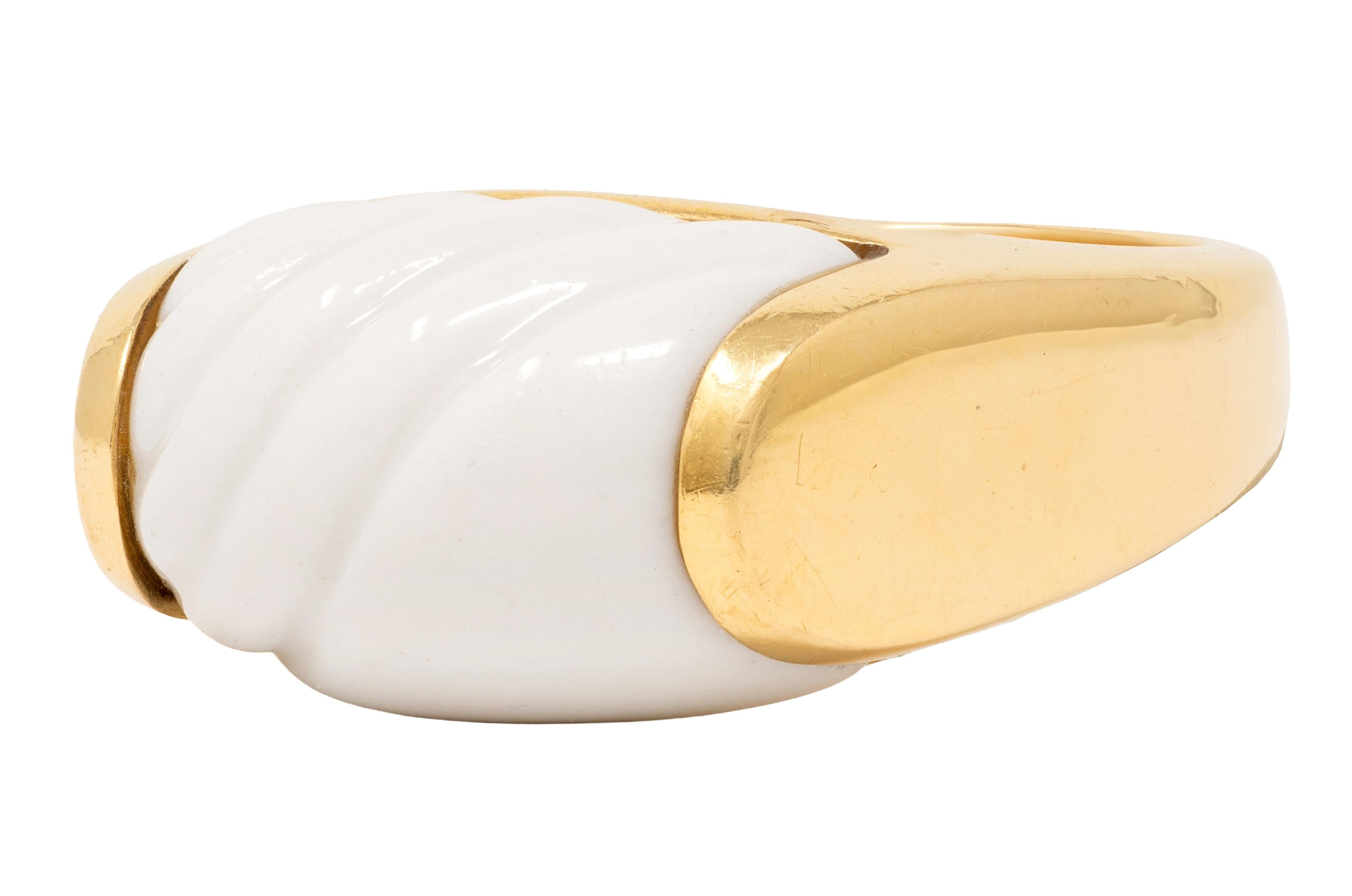 Bvlgari Ceramic 18 Karat Yellow Gold Vintage Chandra Ring