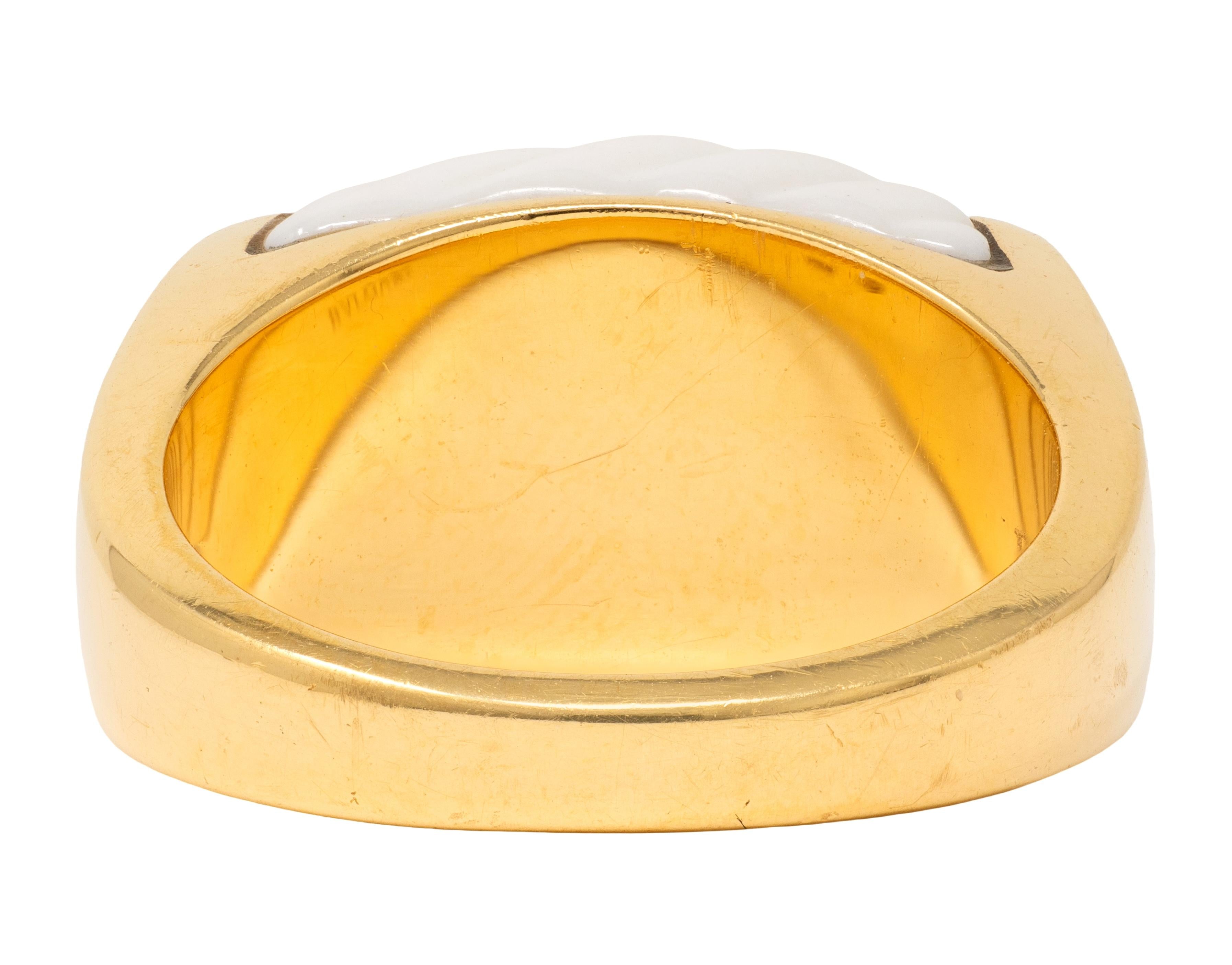 Bvlgari Ceramic 18 Karat Yellow Gold Vintage Chandra Ring