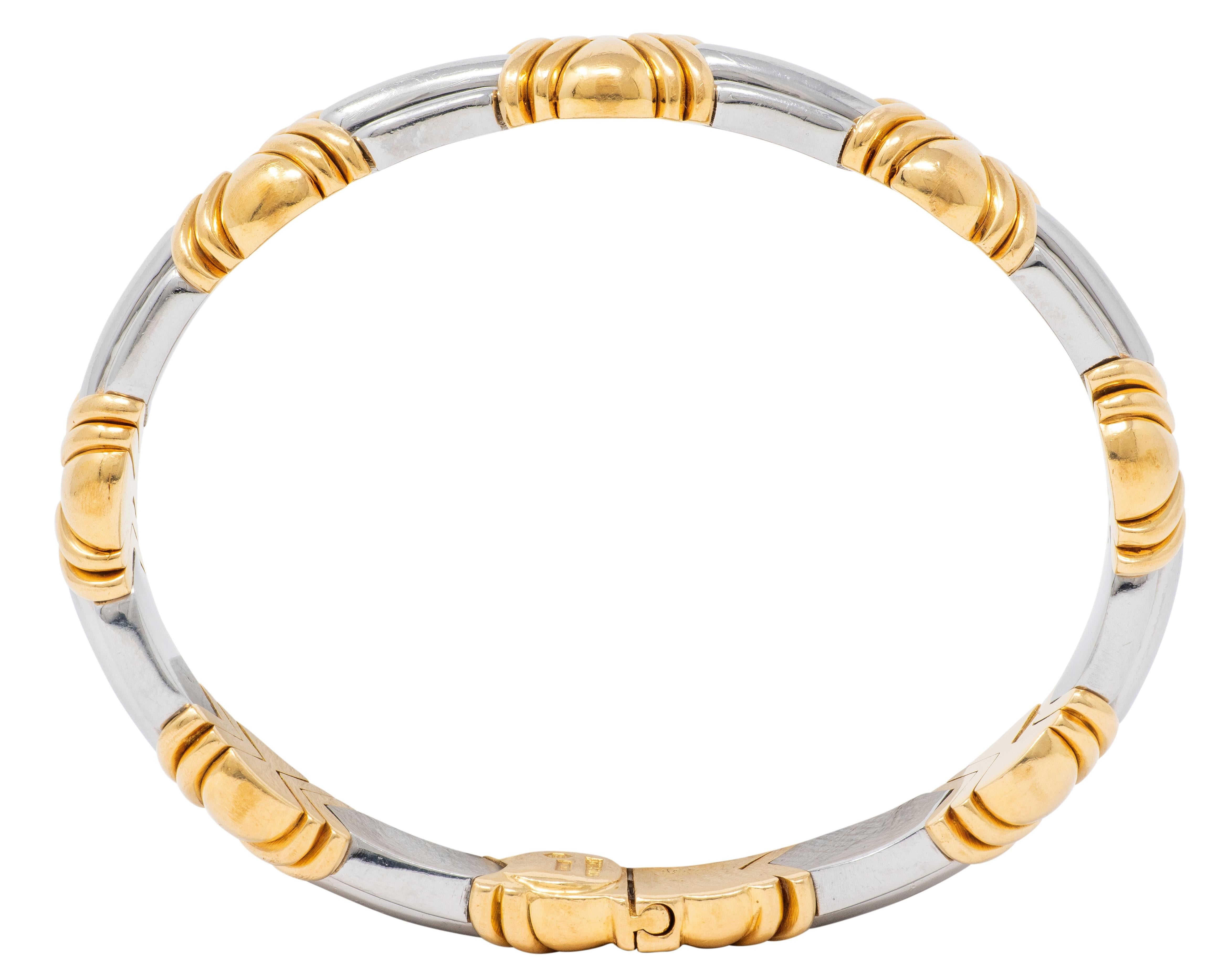 Bvlgari 1970's 18 Karat Yellow Gold Stainless Steel Vintage Alveare Bracelet