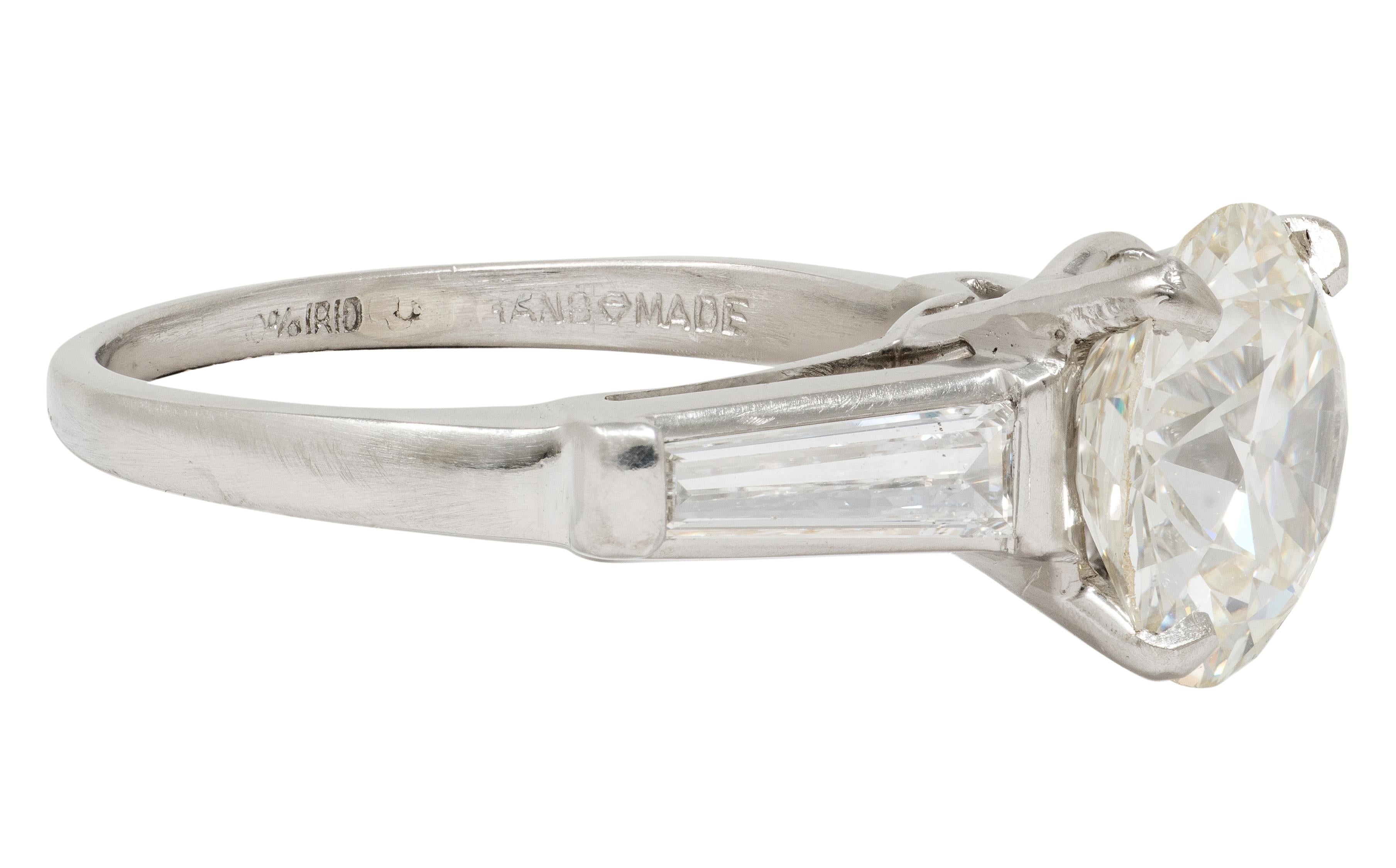 Mid-Century 3.50 CTW Diamond Platinum Vintage Engagement Ring GIA