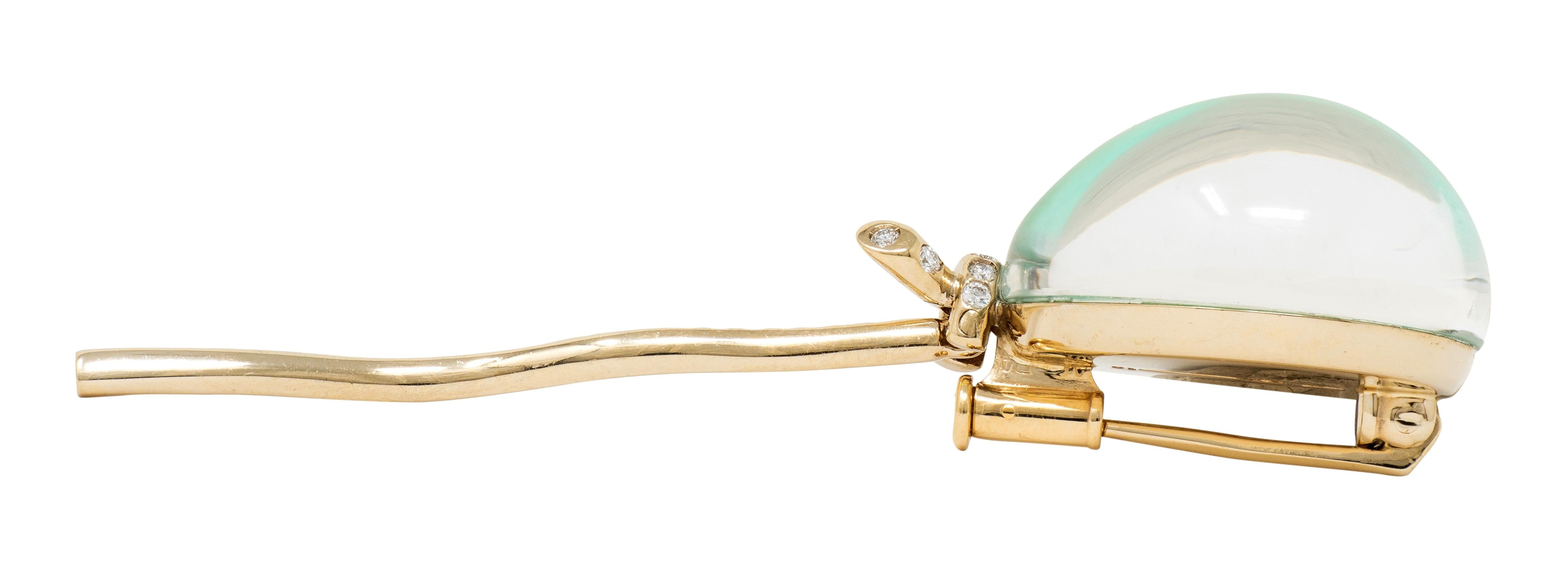 Vhernier Chrysoprase Diamond 18 Karat Gold Palloncino Balloon Brooch