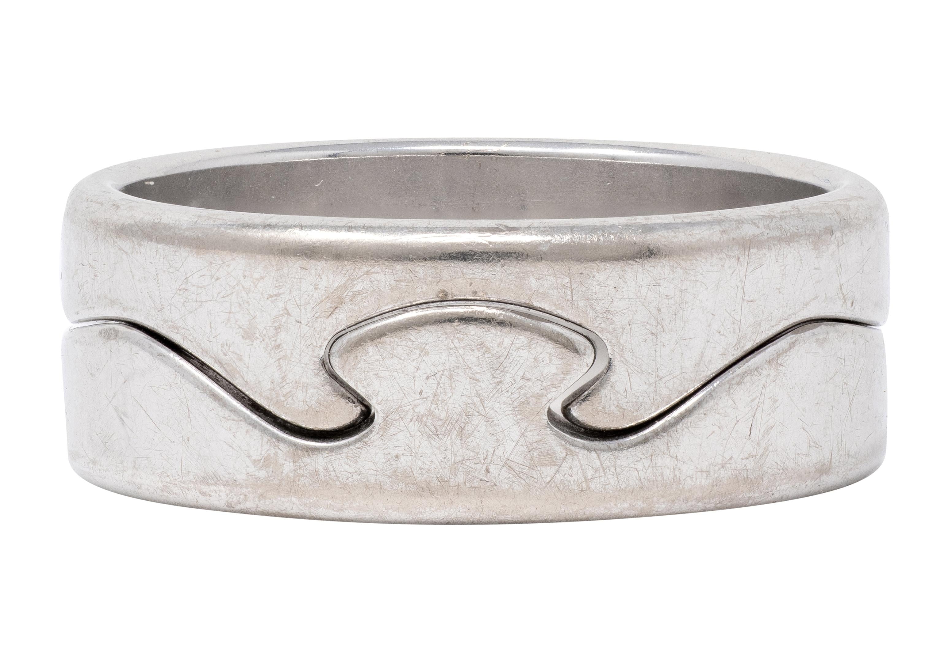 Nina Koppel For Georg Jensen 1990's 18 Karat White Gold Vintage Puzzle Ring