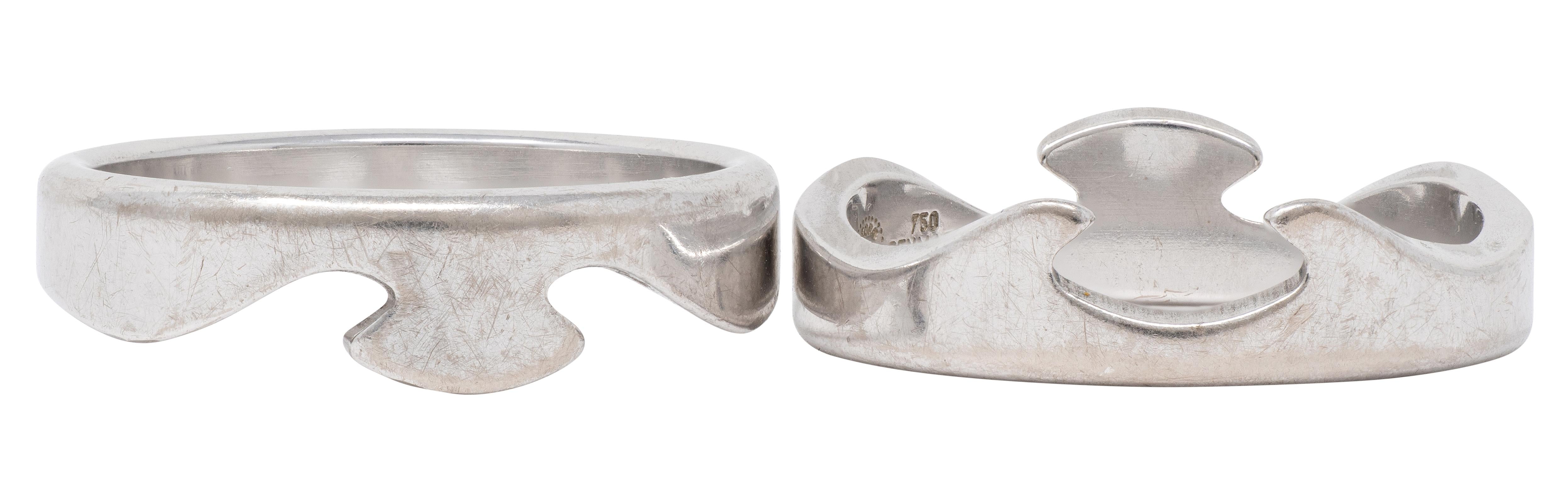 Nina Koppel For Georg Jensen 1990's 18 Karat White Gold Vintage Puzzle Ring