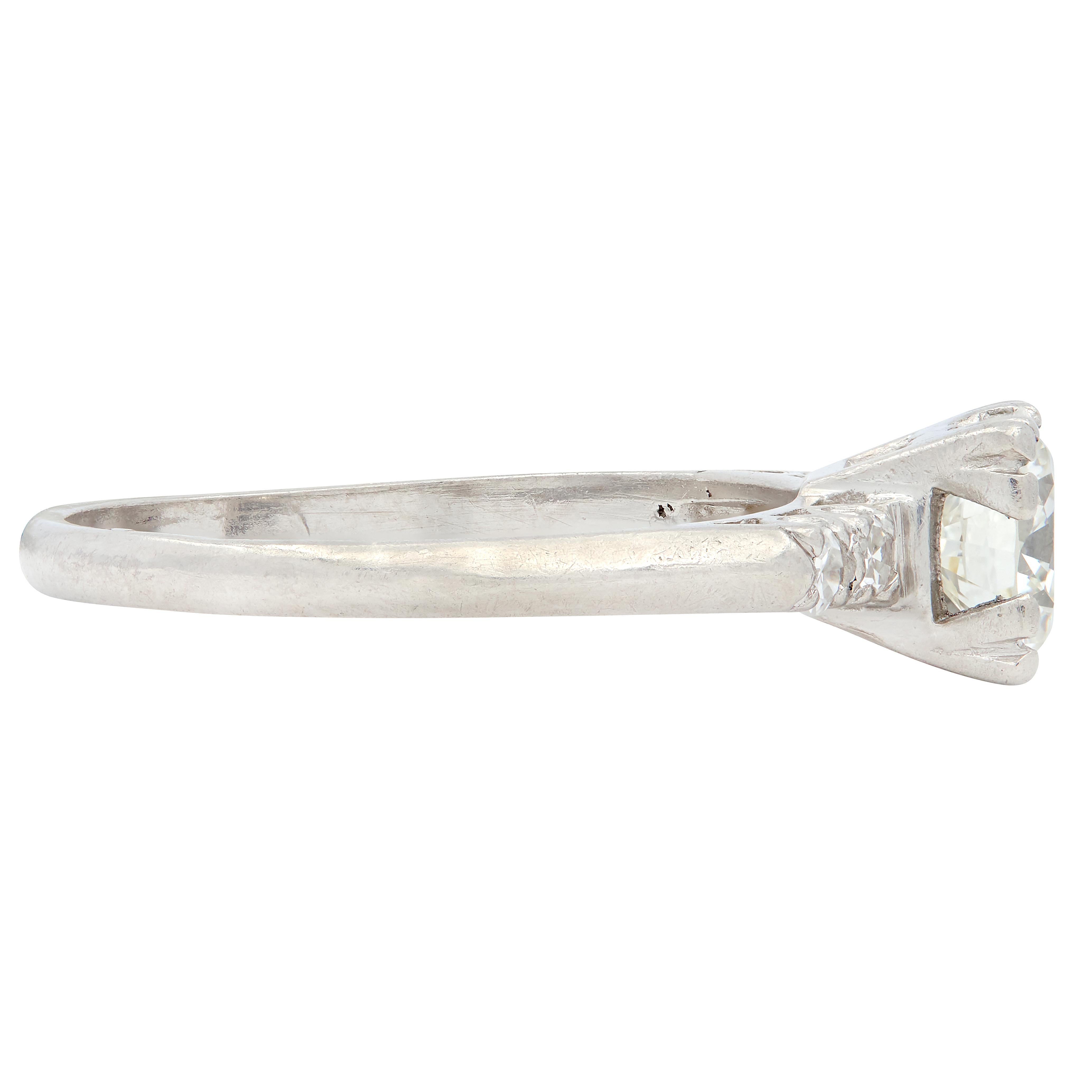 Art Deco 0.96 CTW Diamond Platinum Vintage Five Stone Engagement Ring