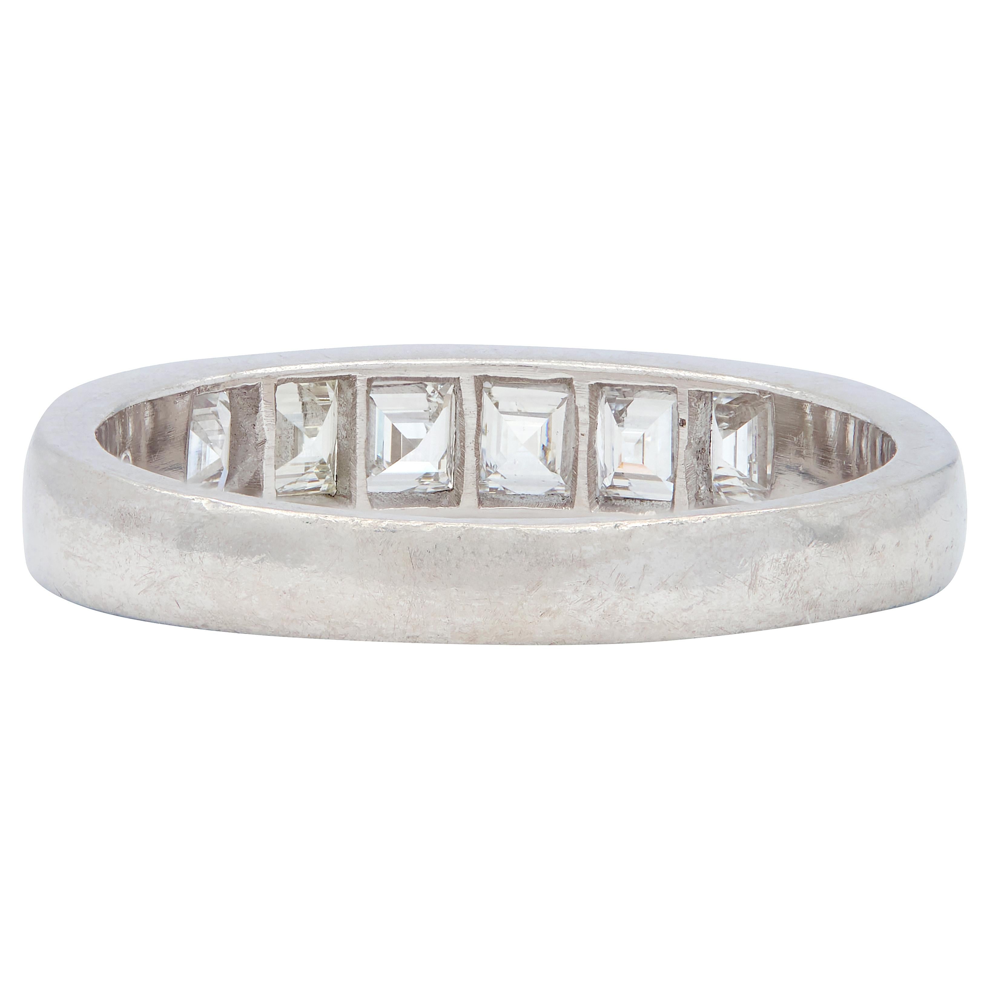 Contemporary 0.72 CTW Diamond Platinum Five Stone Channel Band Ring