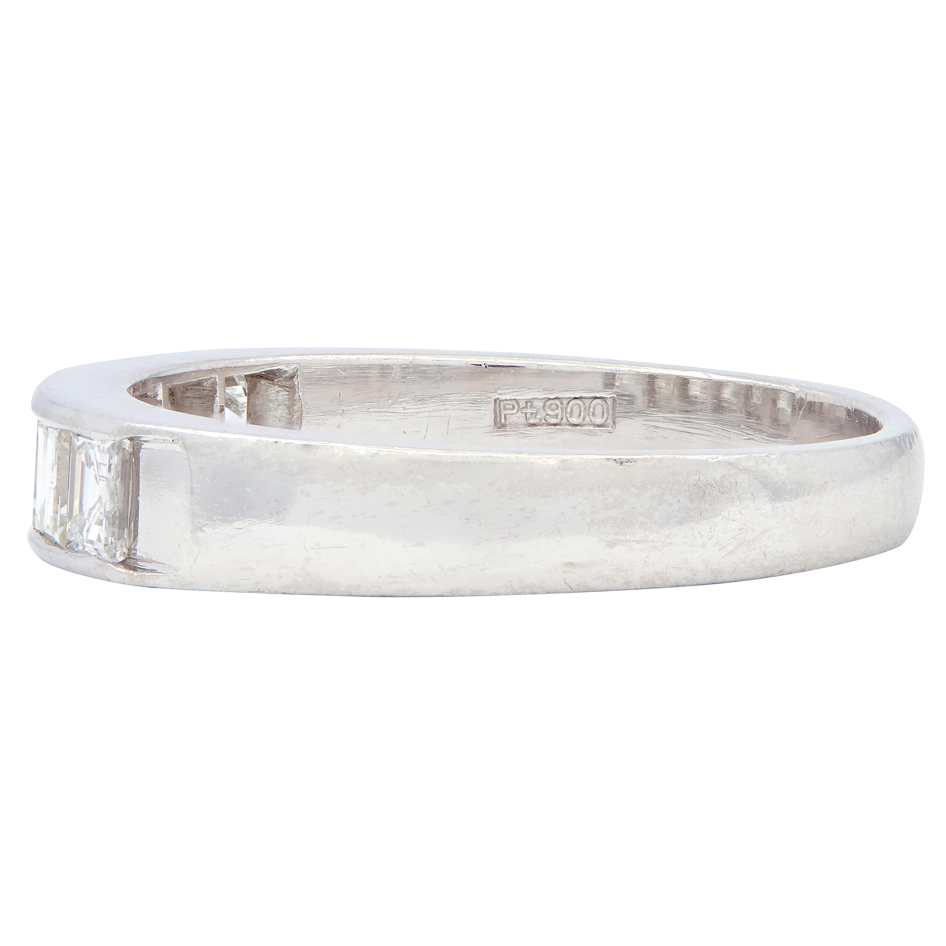Contemporary 0.72 CTW Diamond Platinum Five Stone Channel Band Ring
