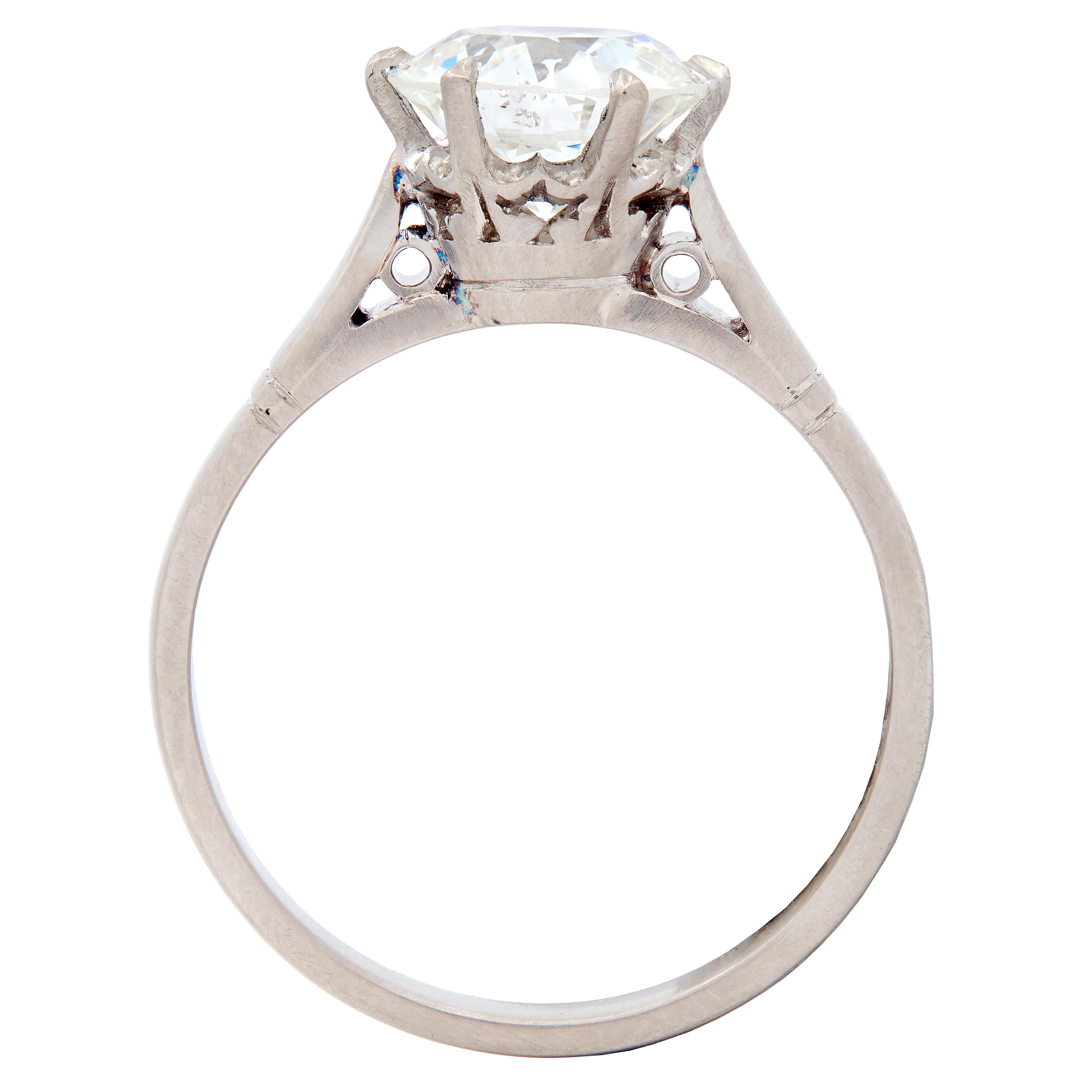 Art Deco Old European Cut Diamond Platinum Vintage Solitaire Engagement GIA