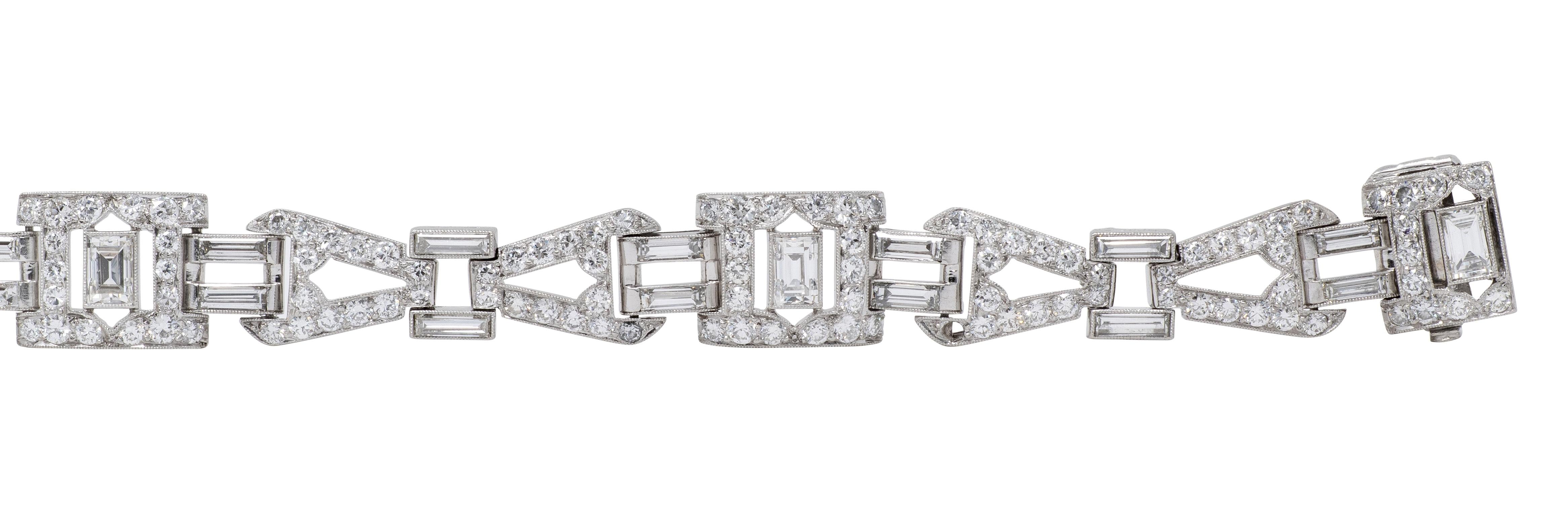 Art Deco 8.20 CTW Diamond Platinum Vintage Bowtie Link Bracelet