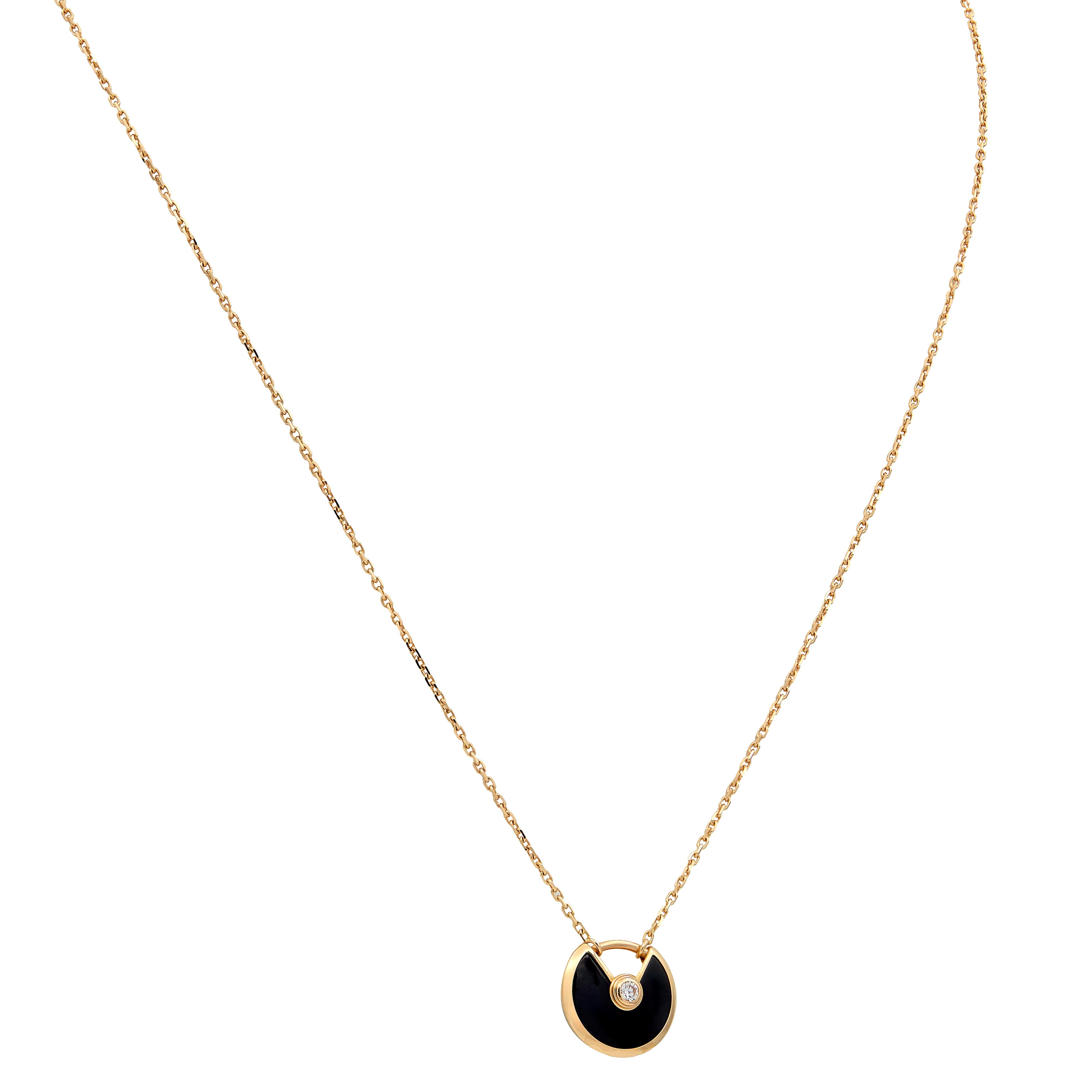 Cartier 2000's Diamond Onyx 18K Gold Contemporary Amulette De Cartier Necklace