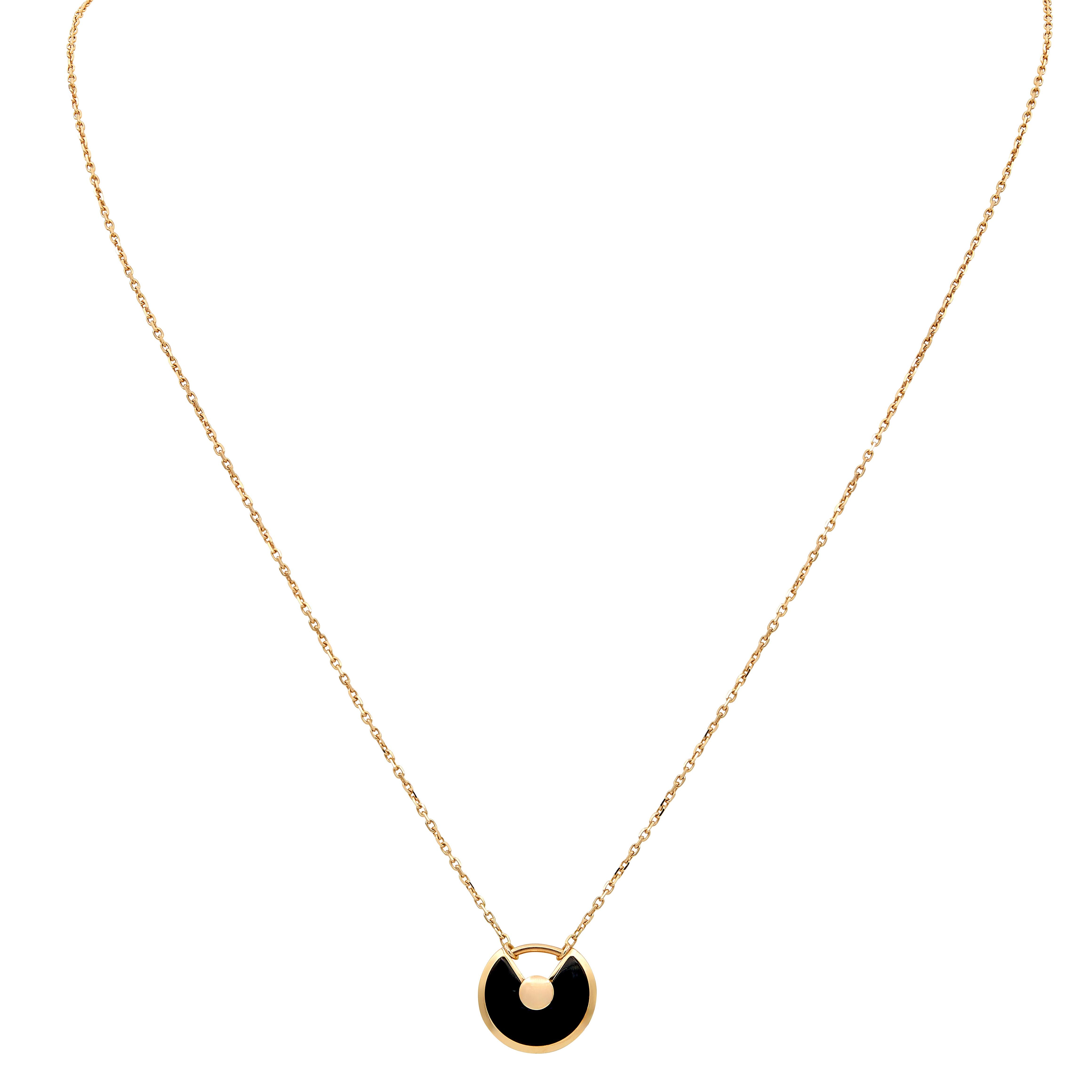 Cartier 2000's Diamond Onyx 18K Gold Contemporary Amulette De Cartier Necklace