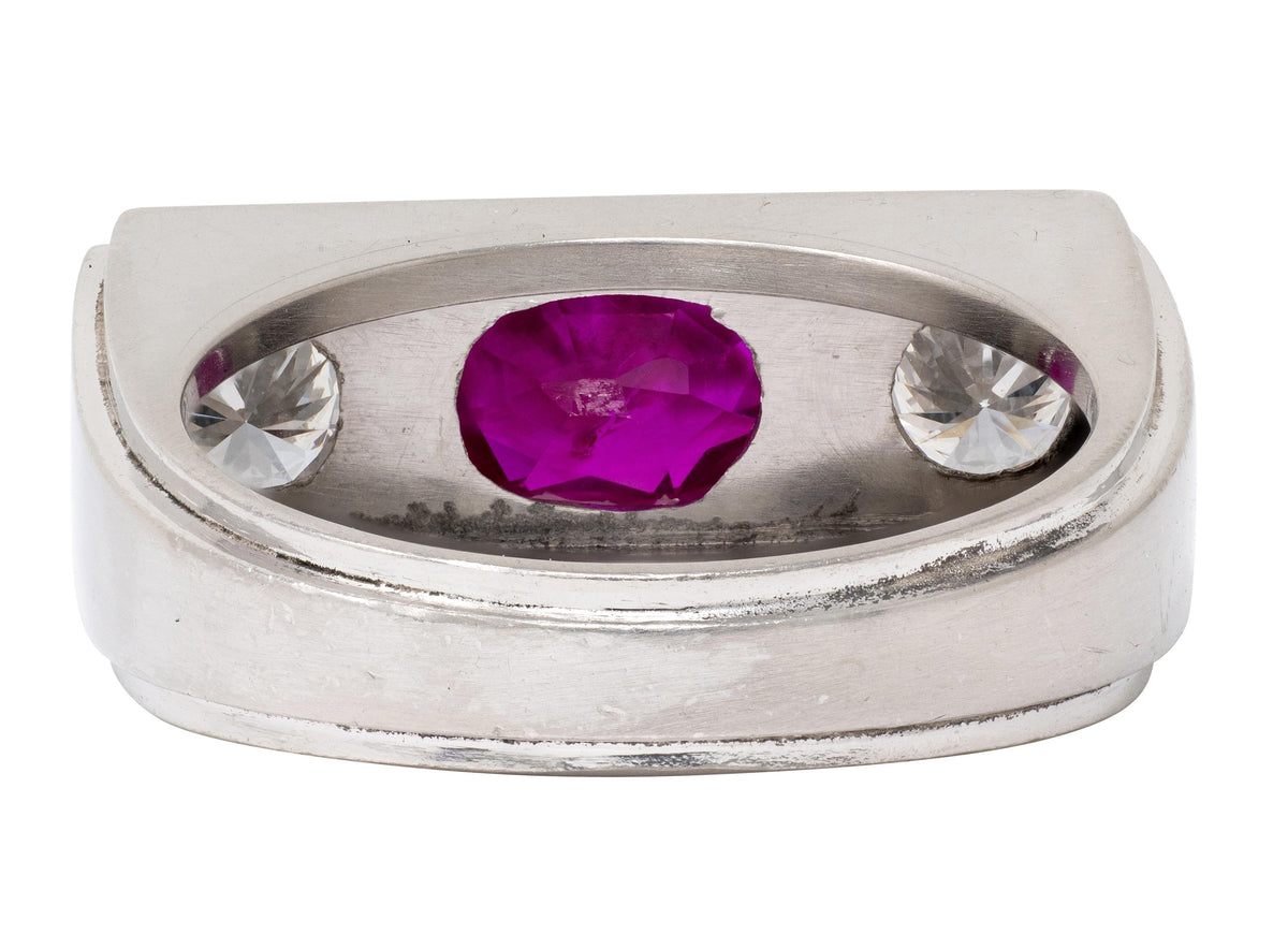 Art Deco 2.28 CTW No Heat Burma Ruby Diamond Platinum Vintage Ring GIA