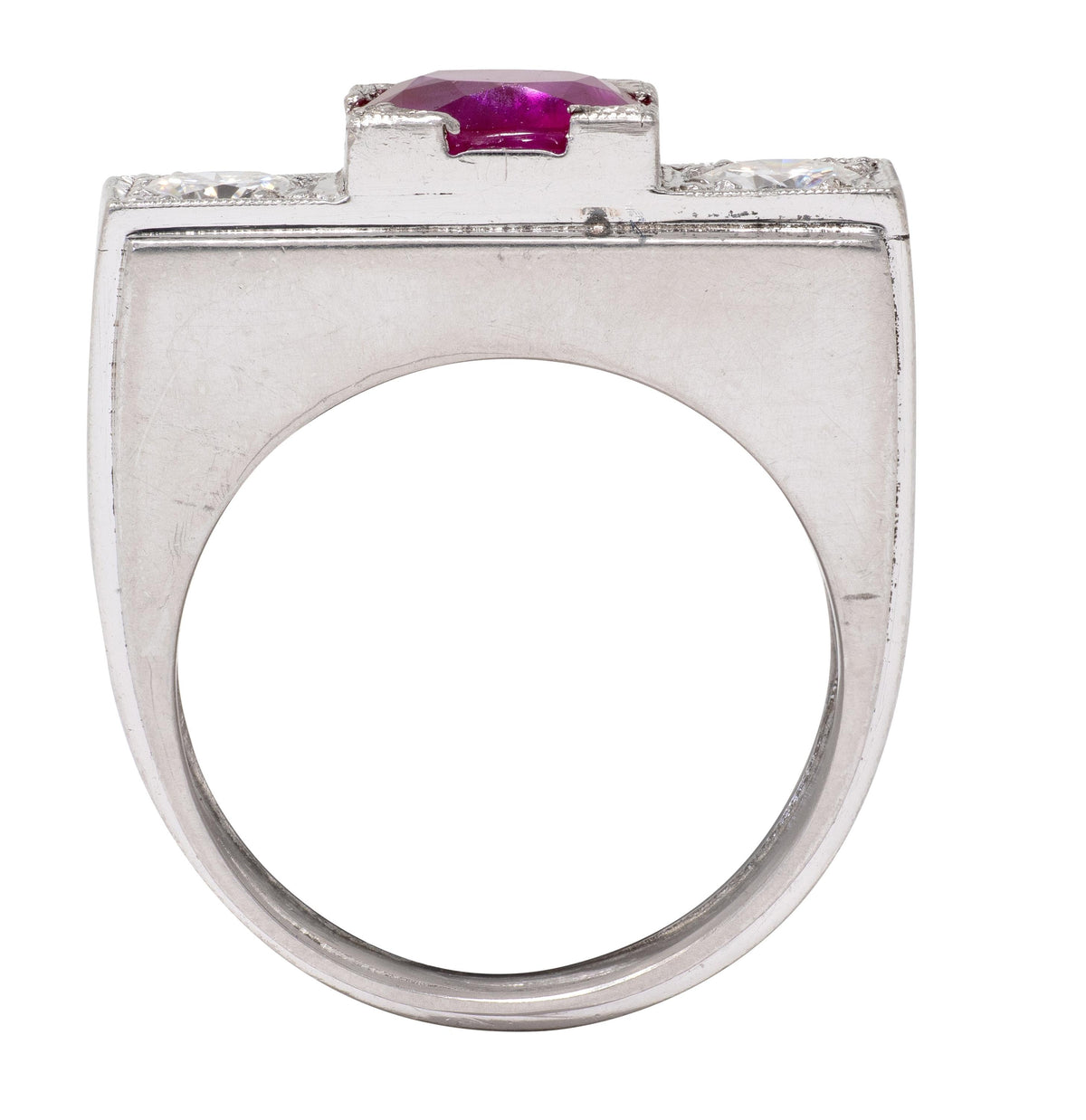 Art Deco 2.28 CTW No Heat Burma Ruby Diamond Platinum Vintage Ring GIA