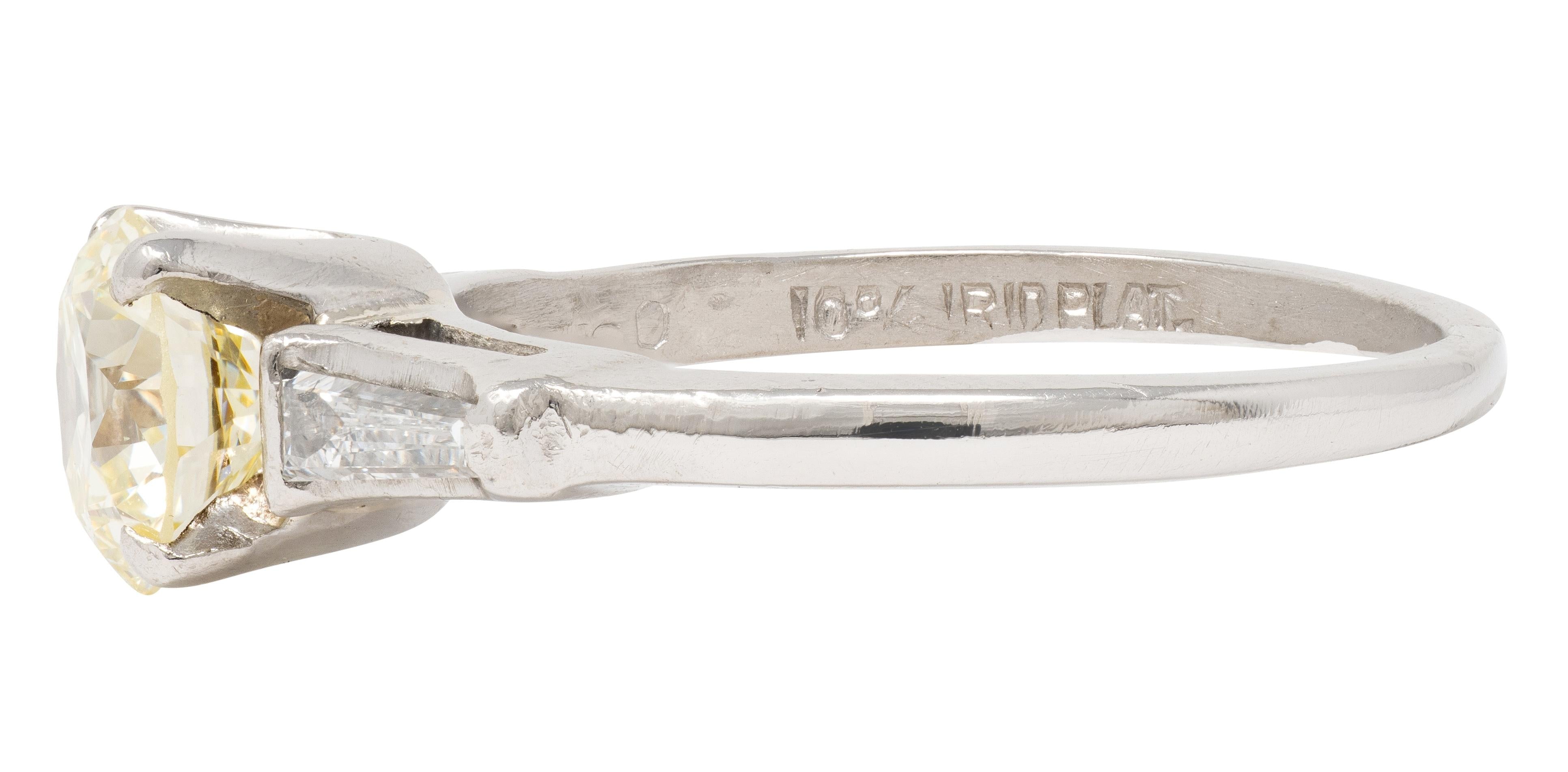 Mid-Century 1.50 CTW Transitional Cut Diamond Platinum Vintage Engagement Ring
