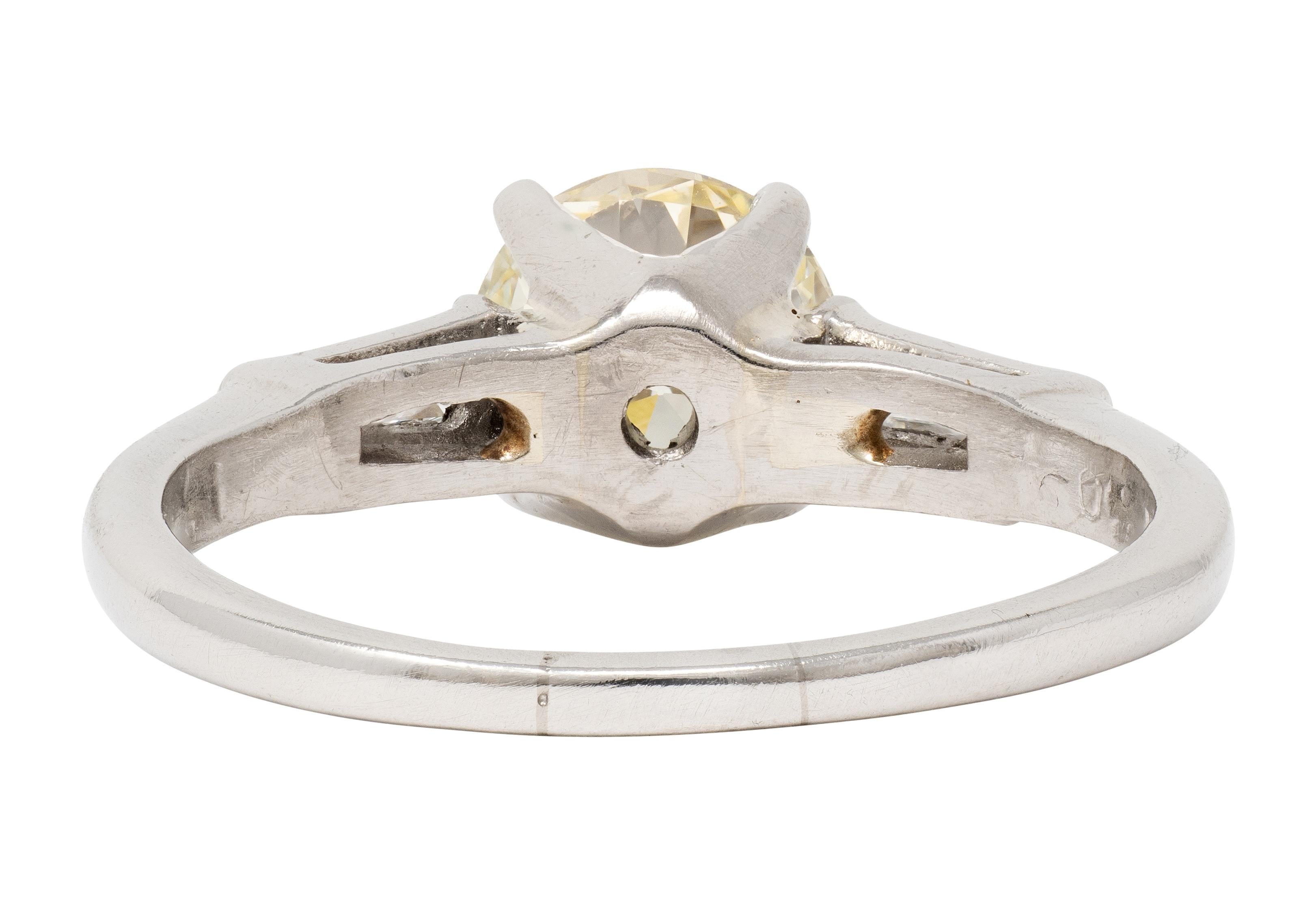 Mid-Century 1.50 CTW Transitional Cut Diamond Platinum Vintage Engagement Ring