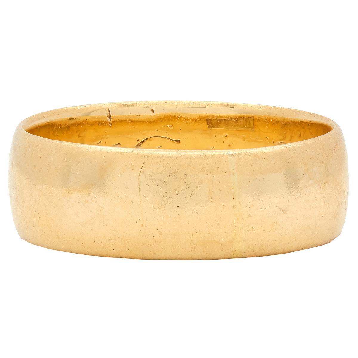 Victorian 18 Karat Yellow Gold Antique Wide Cigar Wedding Band Ring