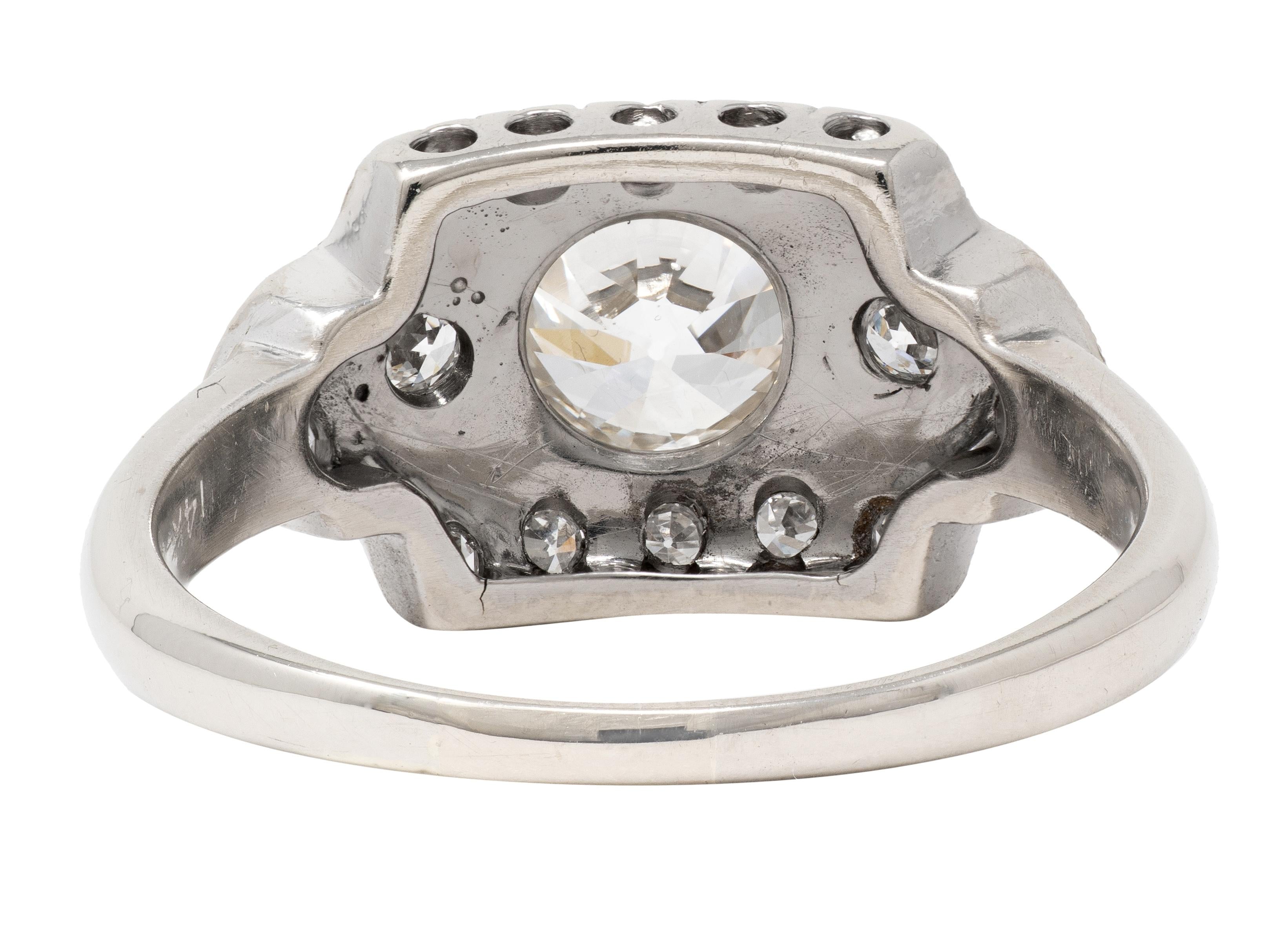 Art Deco 1.39 CTW Old European Diamond 14K Gold Stepped Vintage Engagement Ring