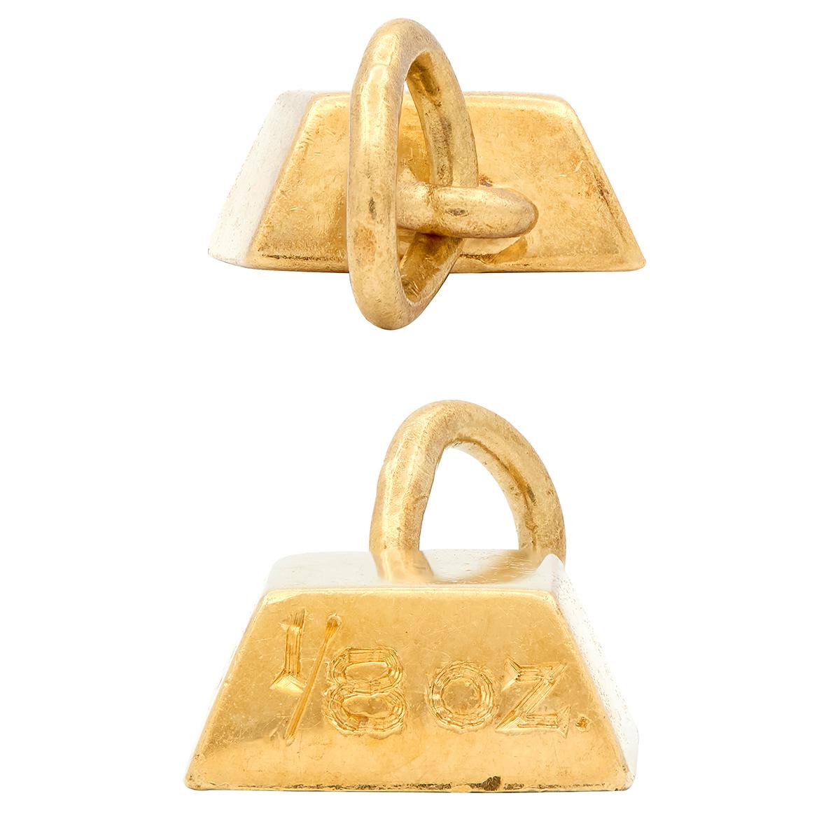 Cartier 1970's 18 Karat Yellow Gold Vintage 1/8 Oz. Gold Brick Ingot Pendant