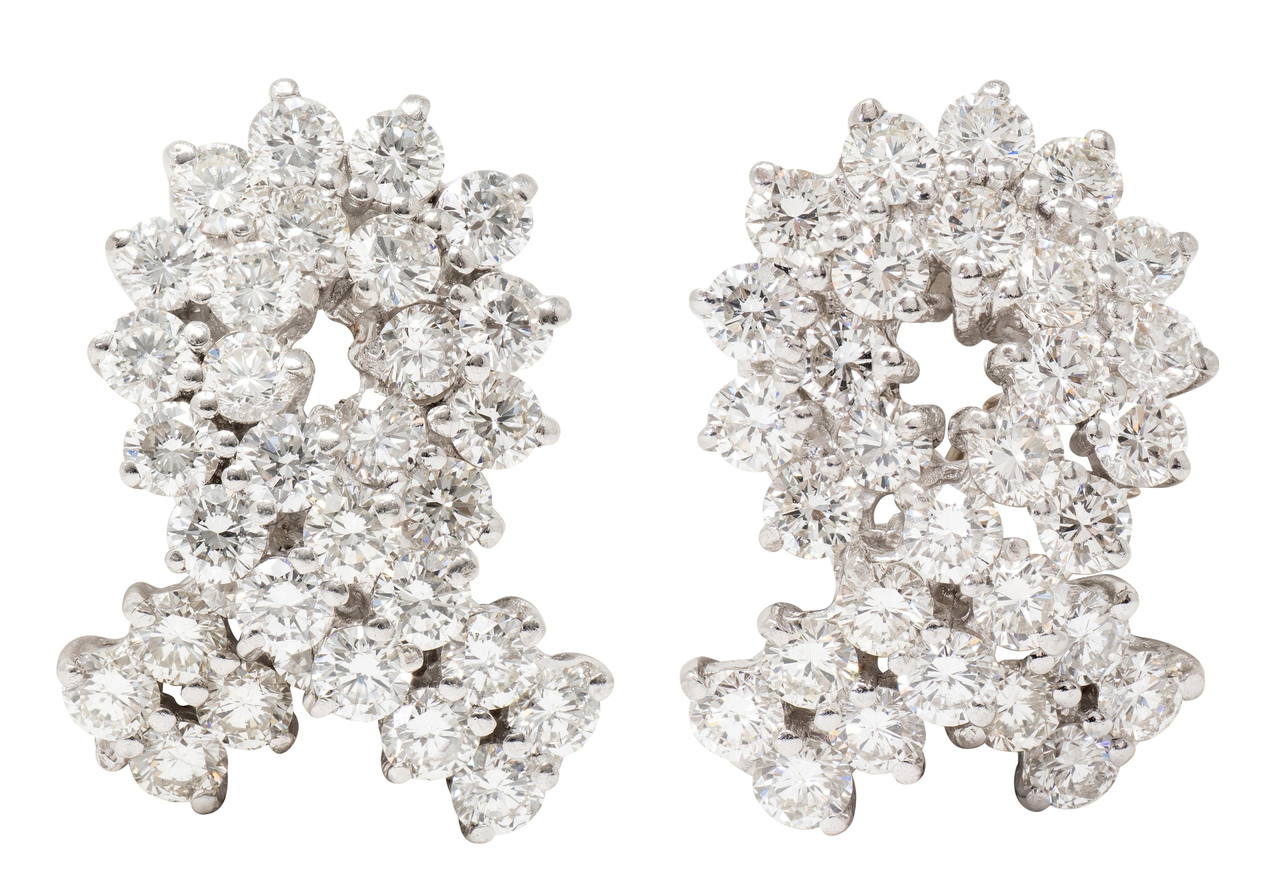 Diamond Pearl Platinum Contemporary Day-To-Night Drop Earrings