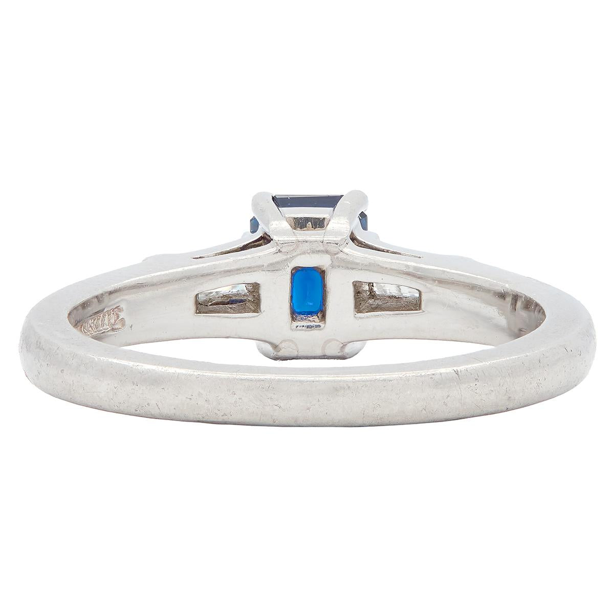 Tiffany & Co. 1950's Sapphire Diamond Platinum Vintage Three Stone Ring