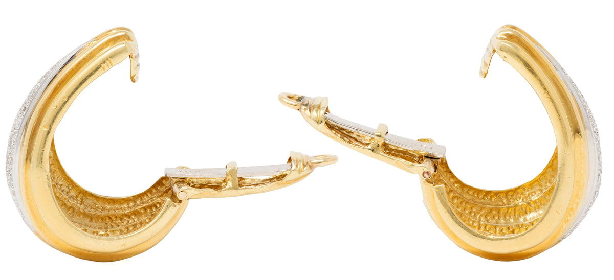 Van Cleef & Arpels 1980's Diamond 18K Gold Platinum Vintage Ear-Clip Earrings