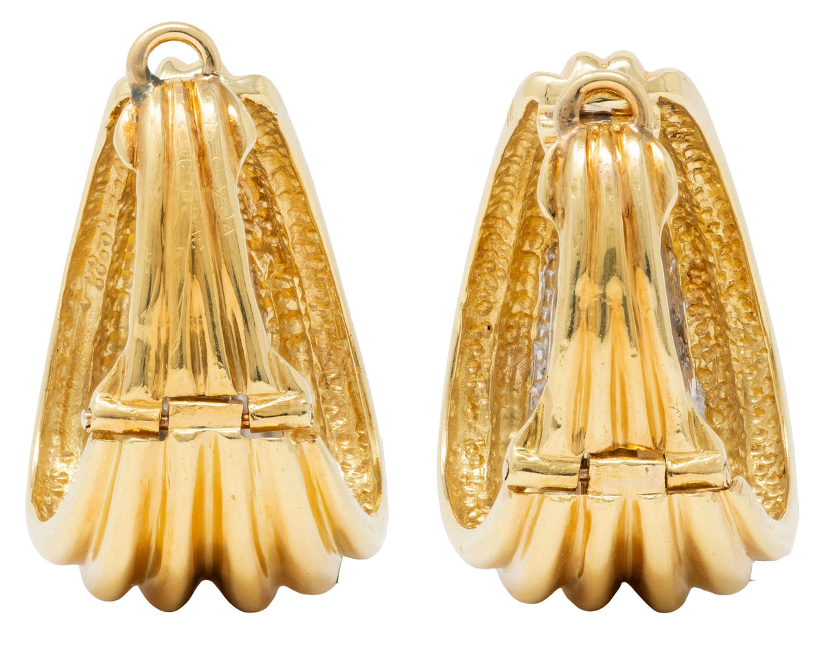 Van Cleef & Arpels 1980's Diamond 18K Gold Platinum Vintage Ear-Clip Earrings