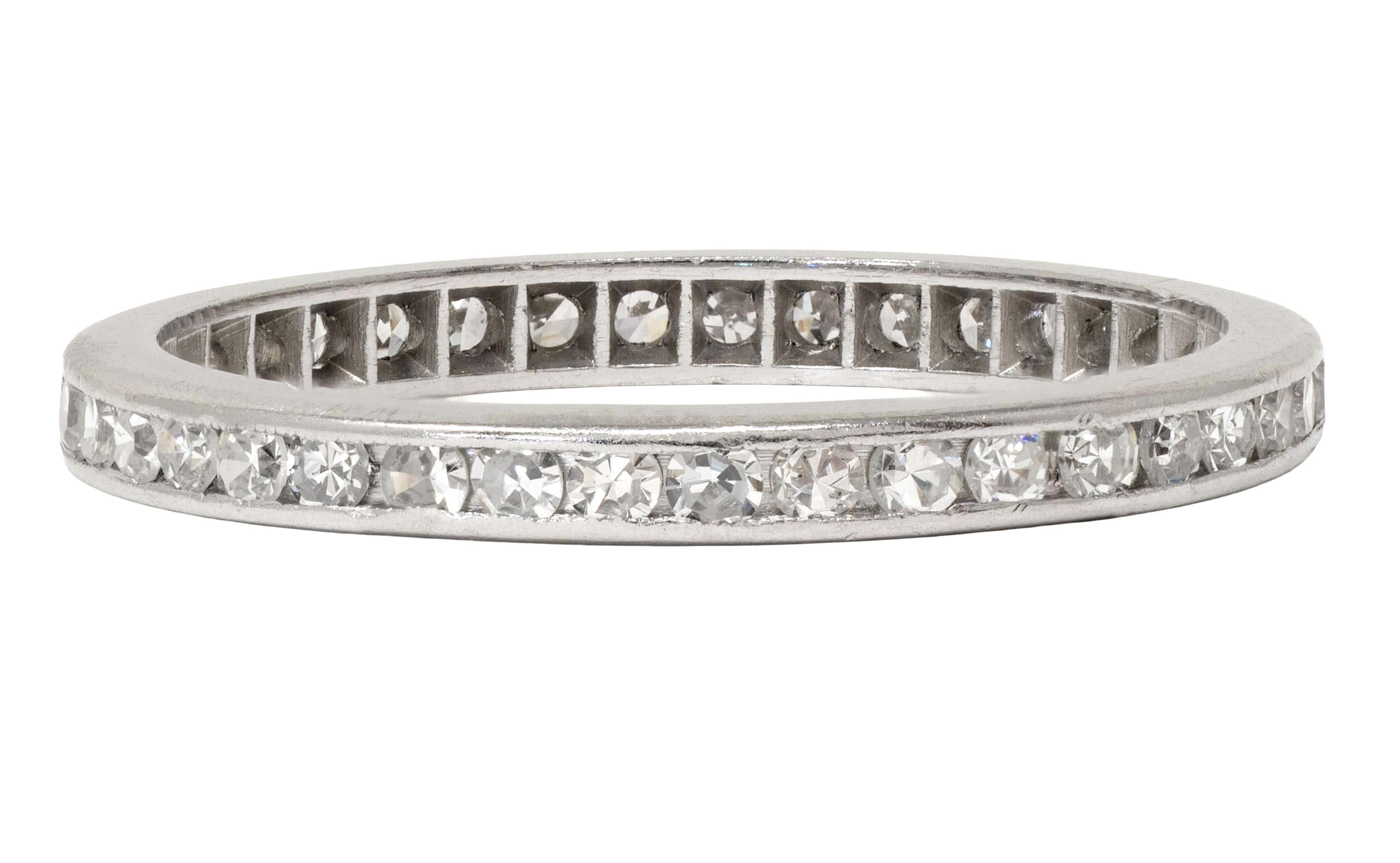 Art Deco 0.60 CTW Diamond Platinum Vintage Eternity Channel Wedding Band Ring