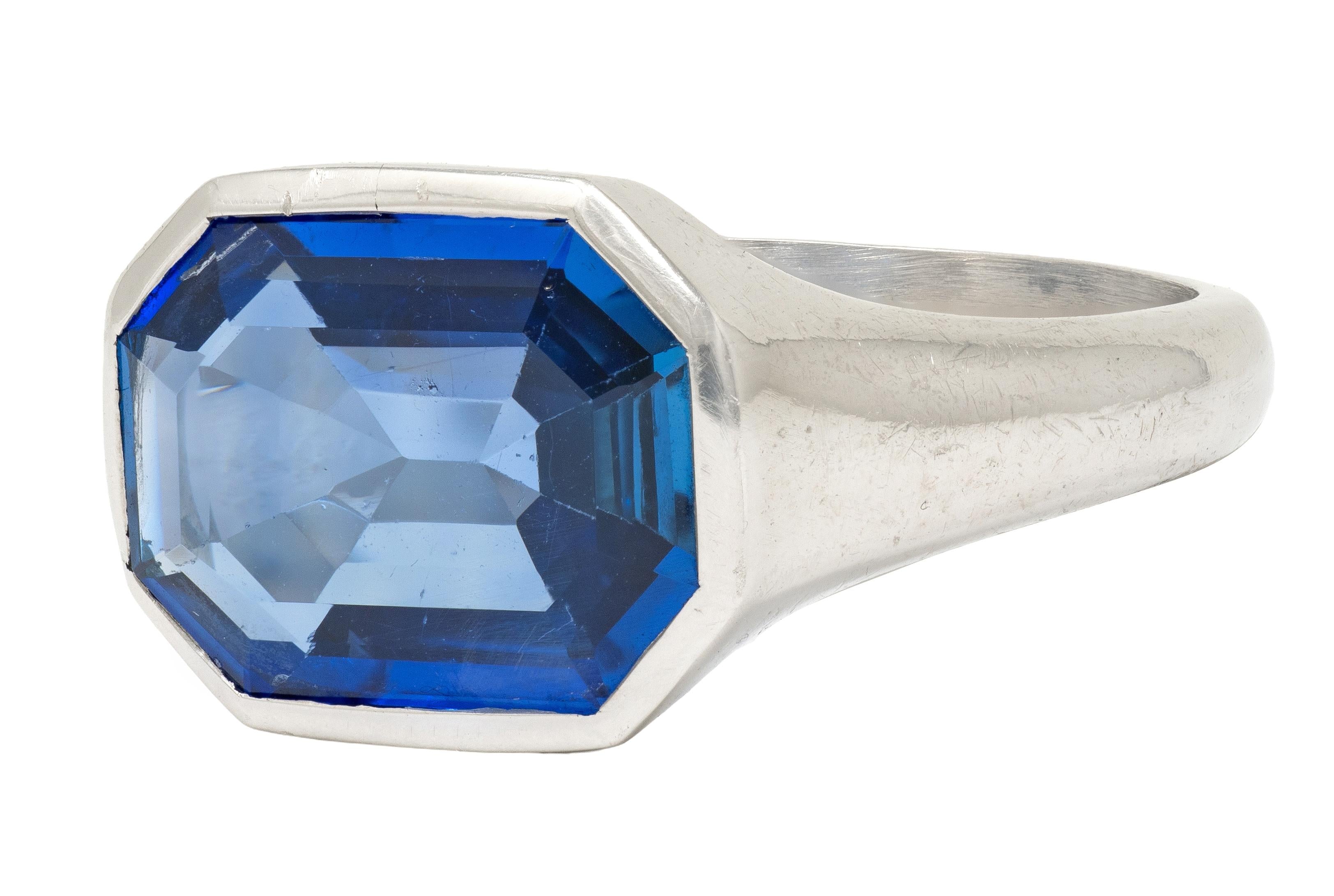 Tiffany & Co. Art Deco No Heat Burma Sapphire Platinum Unisex Vintage Ring AGL