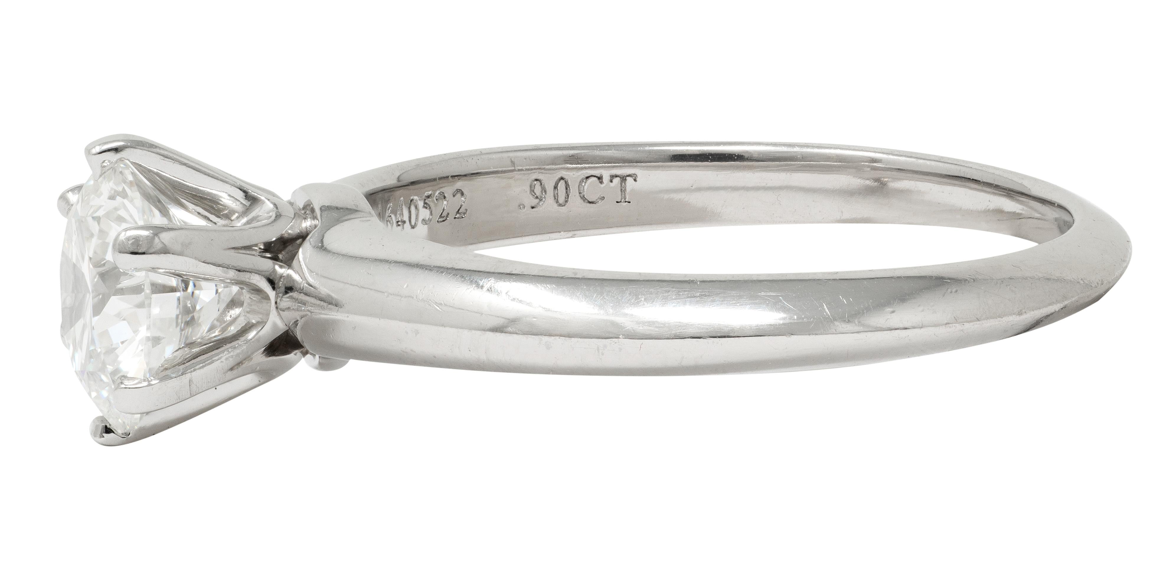 Tiffany & Co. Contemporary 0.90 CTW Diamond Platinum Solitaire Engagement Ring