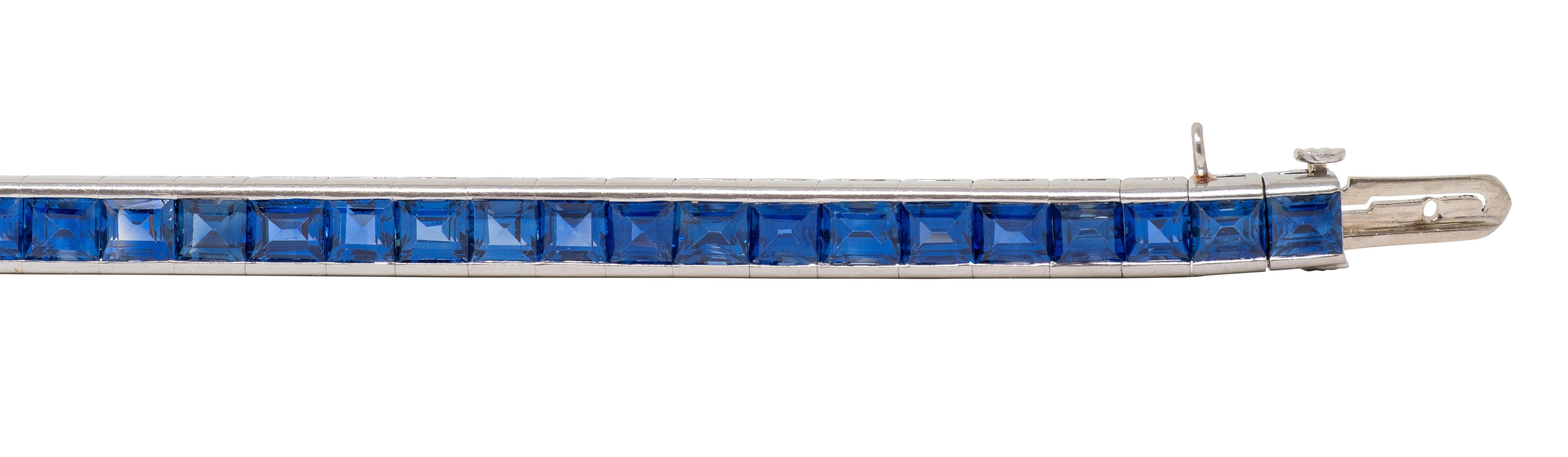 Mid-Century 12.76 CTW Sapphire Platinum Vintage Line Bracelet