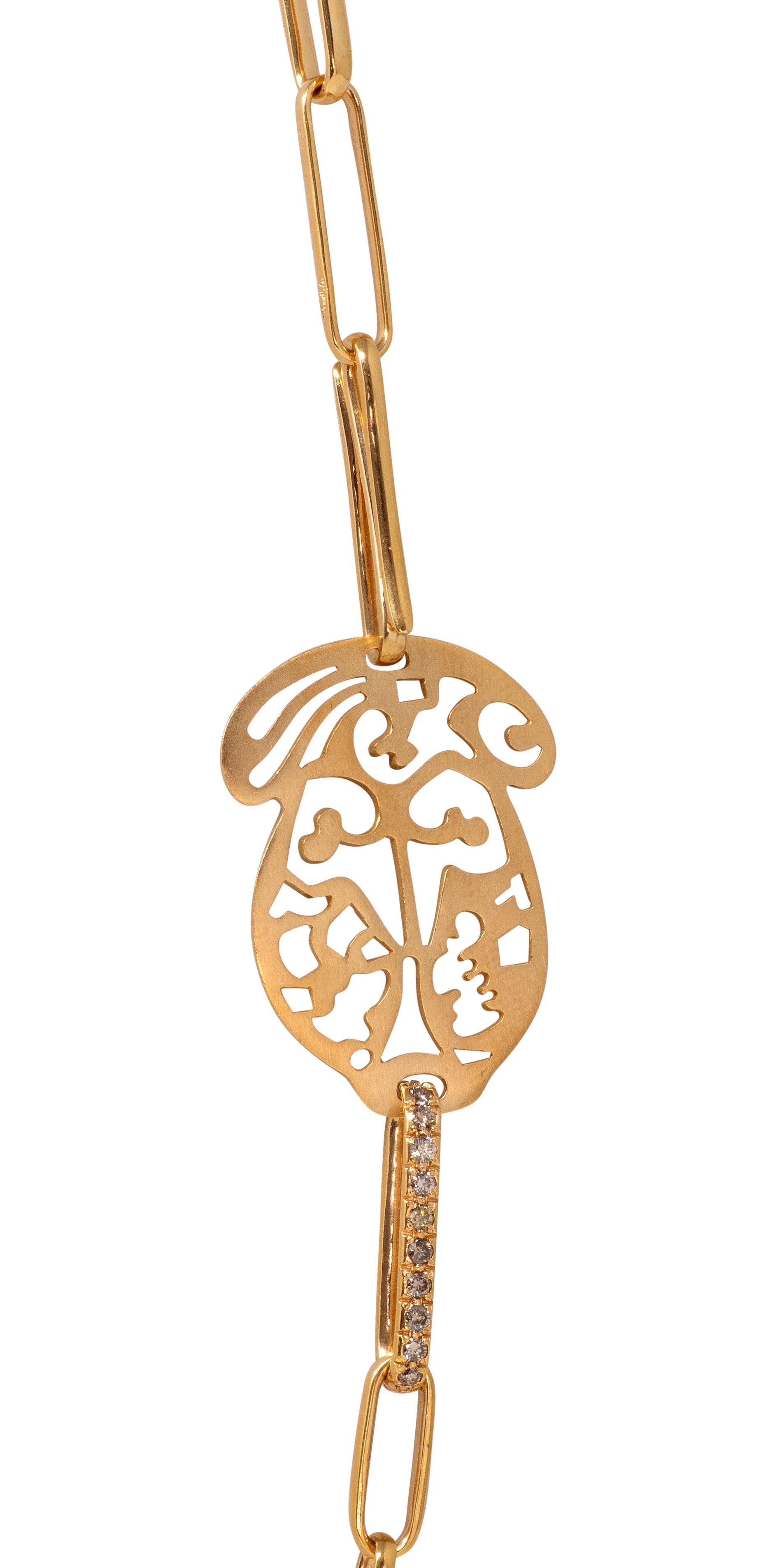 Pomellato 2000's Diamond 18K Gold Contemporary Ming Station Sartuoir Necklace