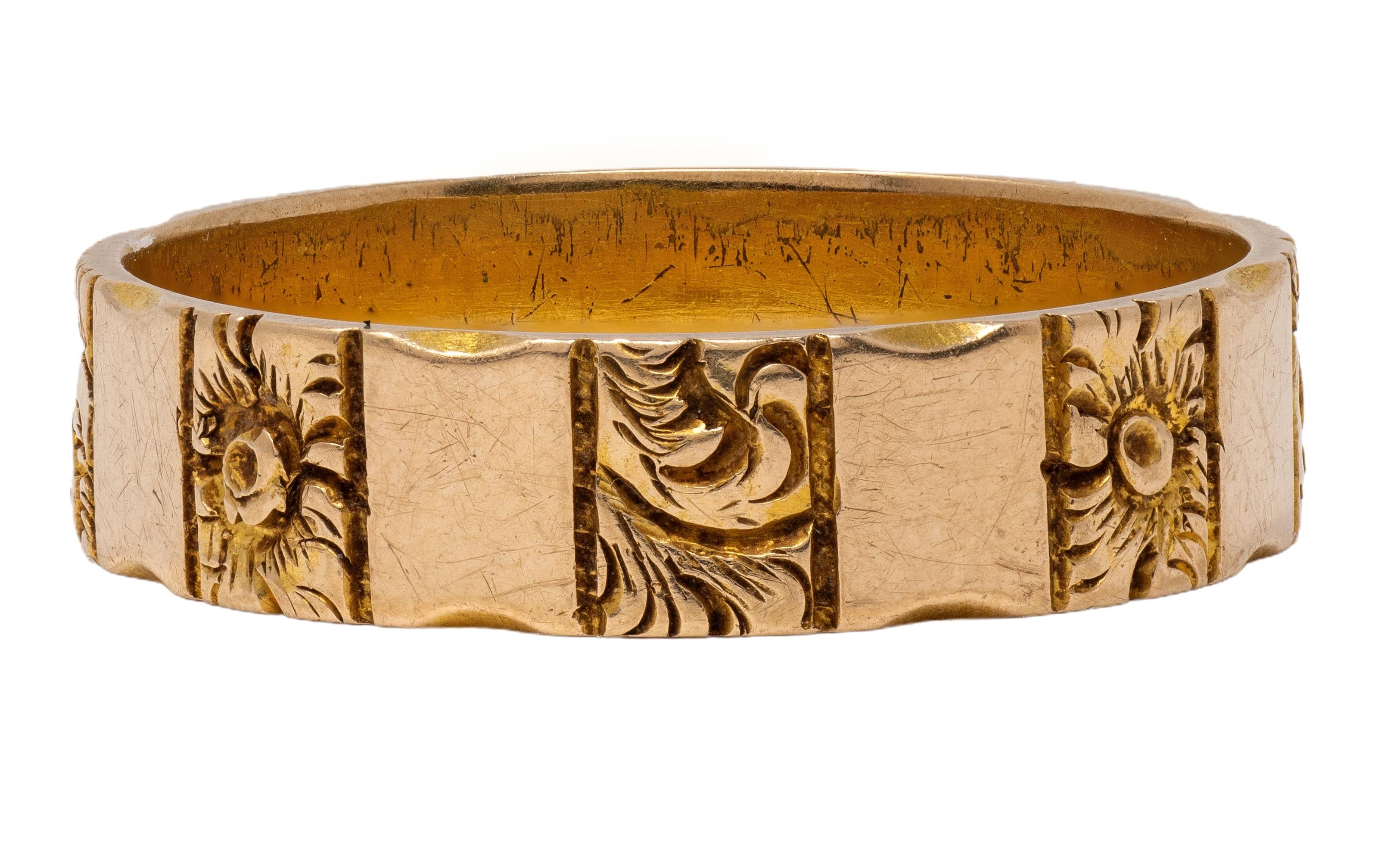 Victorian 18 Karat Rose Gold Antique Orange Blossom Scroll Wedding Band Ring