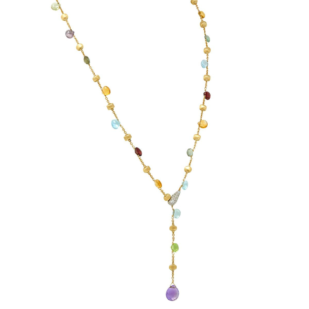 Marco Bicego 2000's Diamond Multi-Gem 18K Gold Contemporary Paradise Necklace