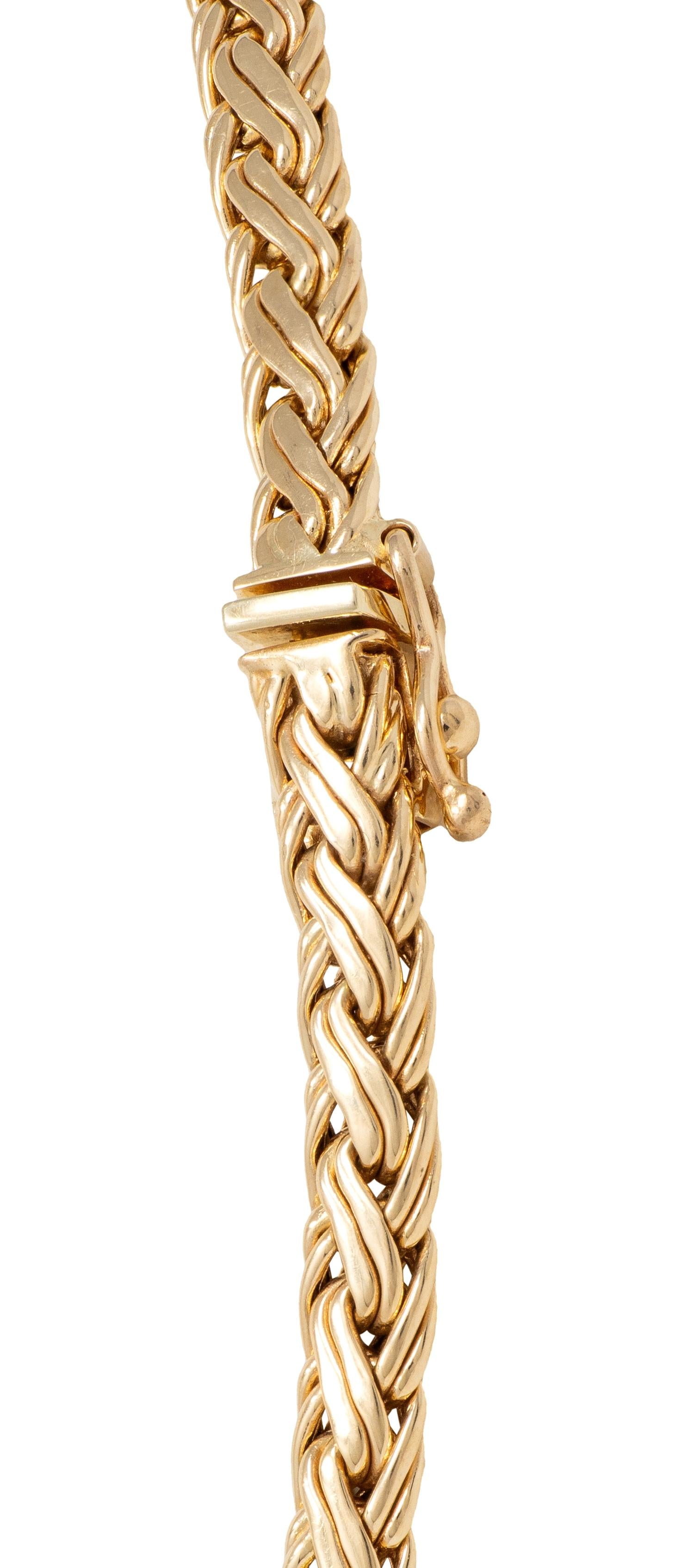 Tiffany & Co. 1990's 14K Yellow Gold Vintage Woven Wheat Chain Link Necklace