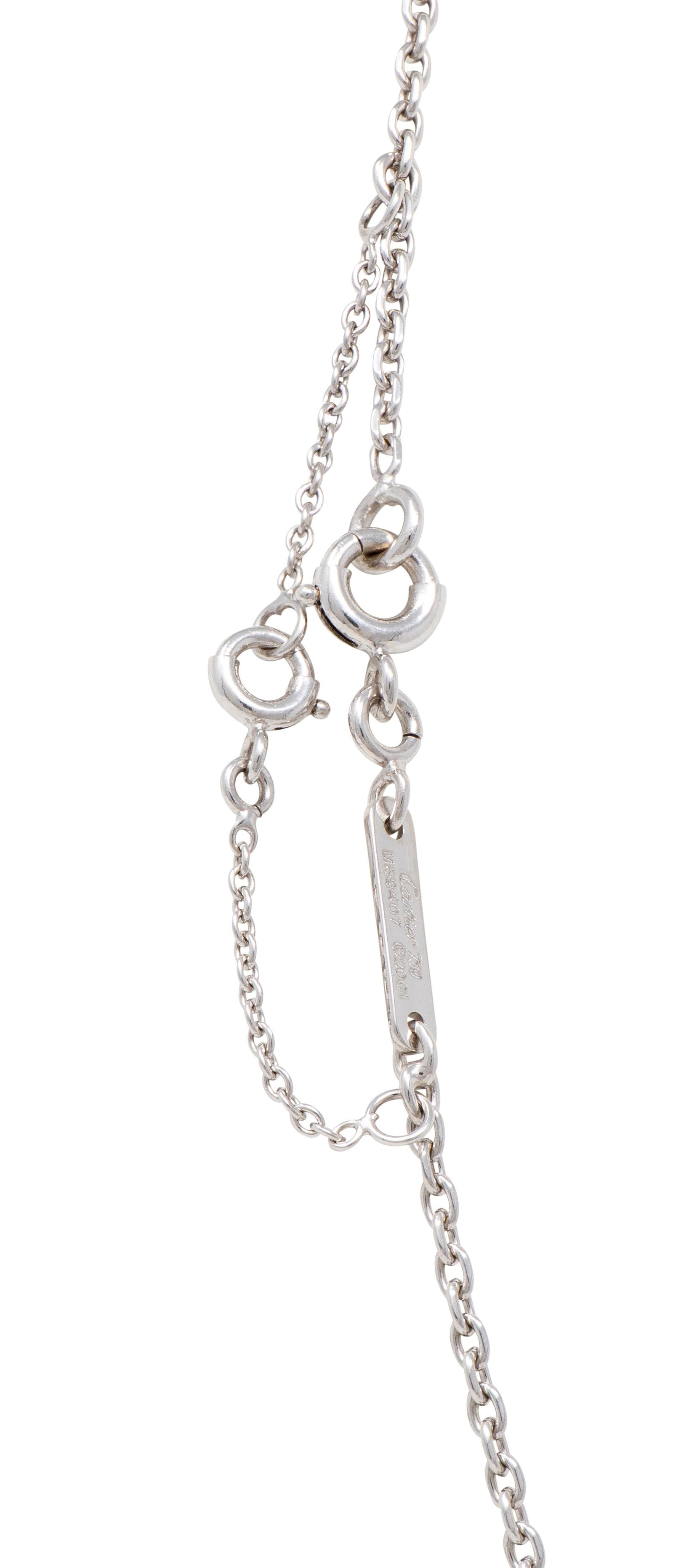 Cartier French 2001 Pink Sapphire 18K White Gold Vintage Heart Station Necklace