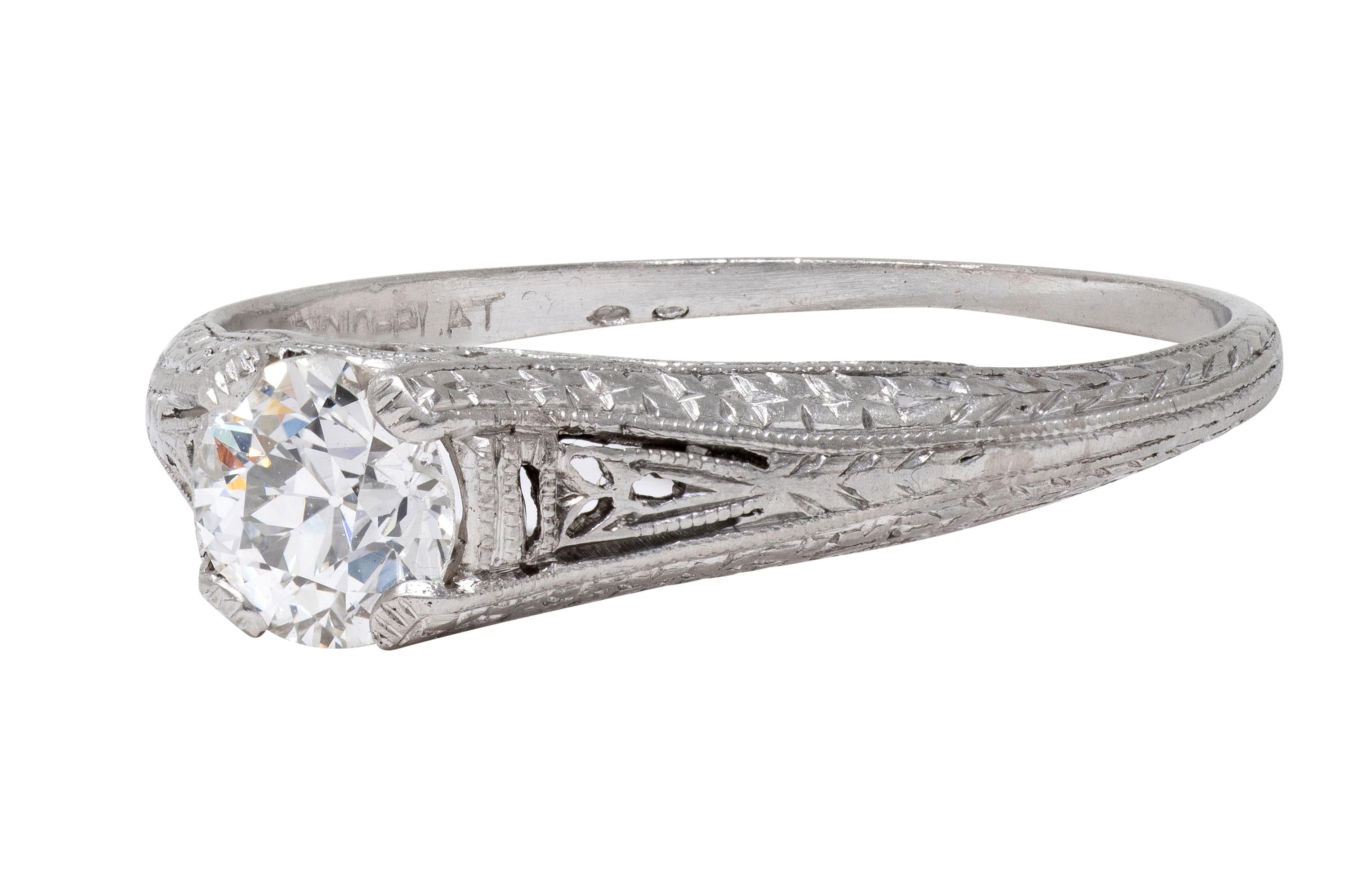 Art Deco 0.47 CT Diamond Platinum Vintage Orange Blossom Engagement Ring