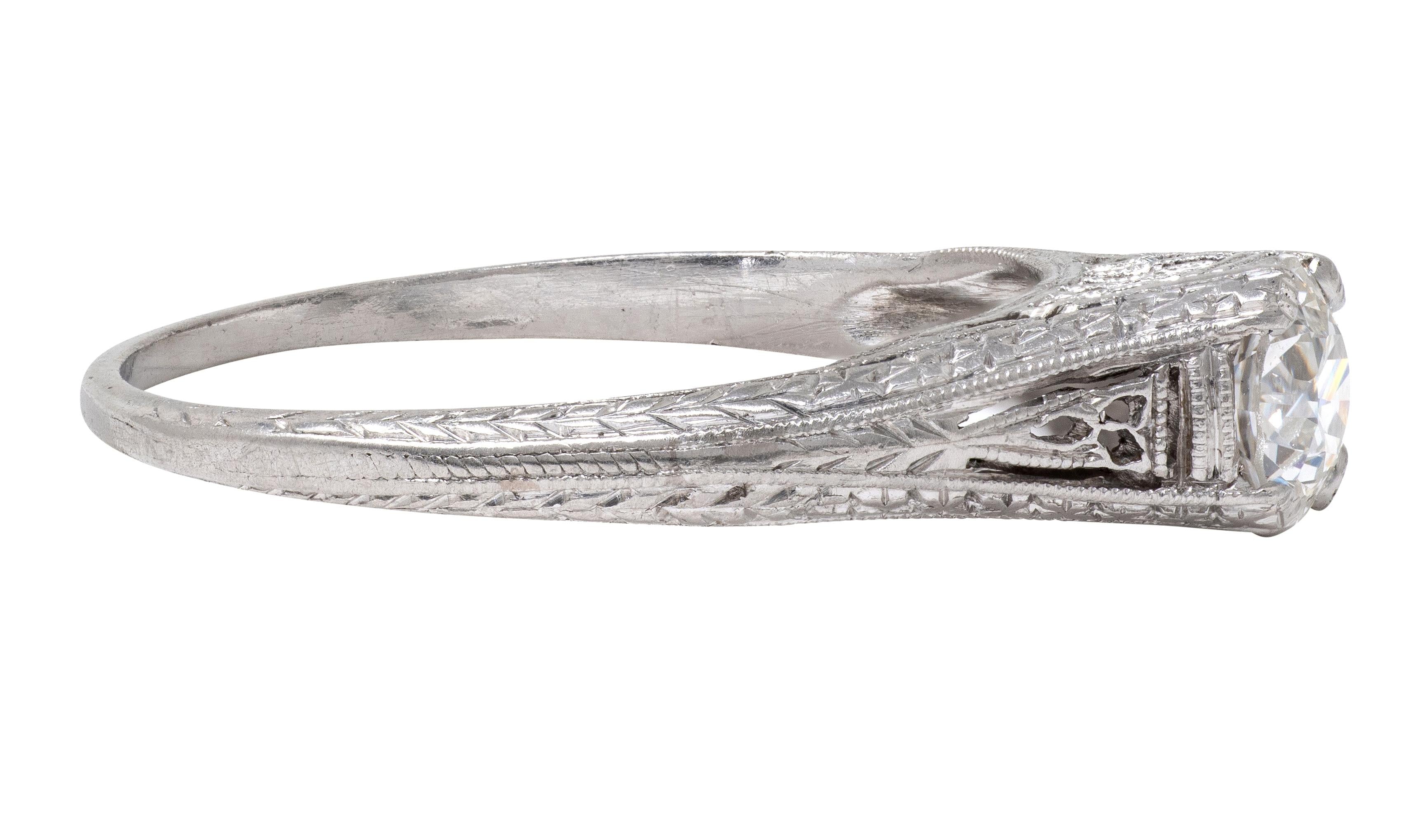Art Deco 0.47 CT Diamond Platinum Vintage Orange Blossom Engagement Ring