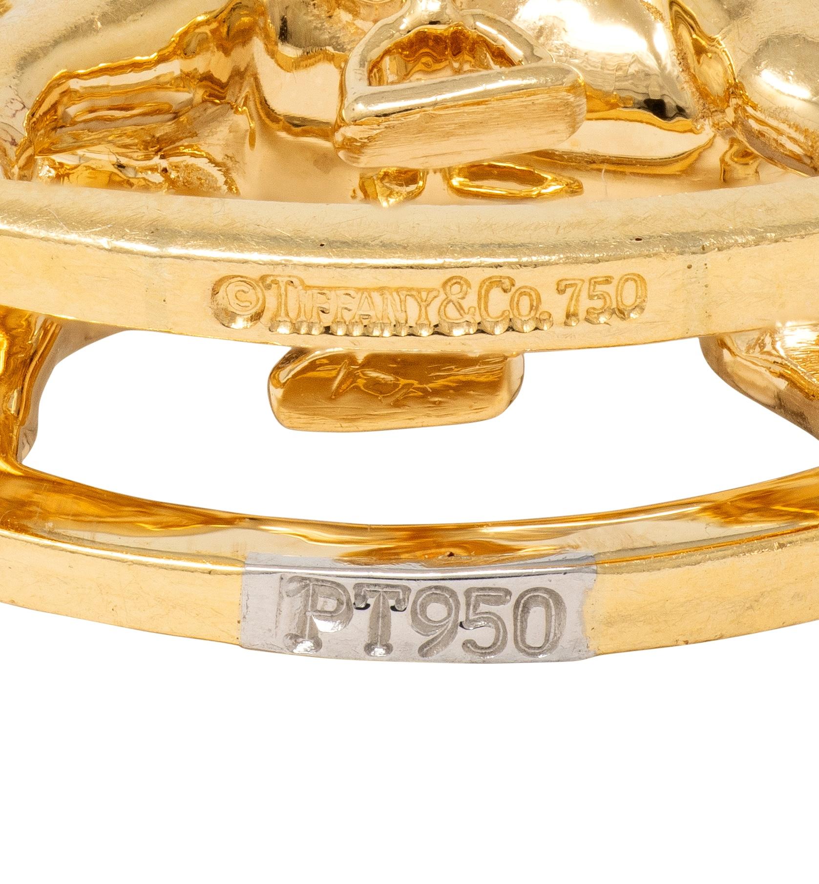 Tiffany & Co. 1990's Diamond 18K Gold Platinum Vintage Rocking Horse Charm