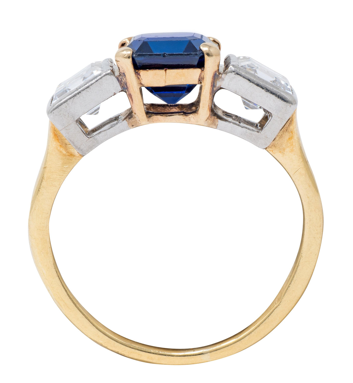 Mid-Century 2.93 CTW No Heat Sapphire Diamond Platinum 14K Gold Vintage Ring GIA