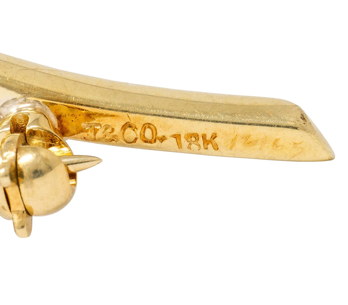 Tiffany & Co. Diamond Aquamarine 18 Karat Yellow Gold Vintage Flower Brooch