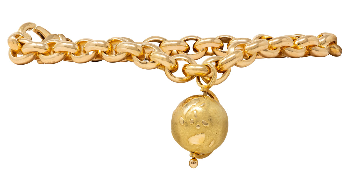 Van Cleef & Arpels French 1990's Globe Cable Link Charm Bracelet