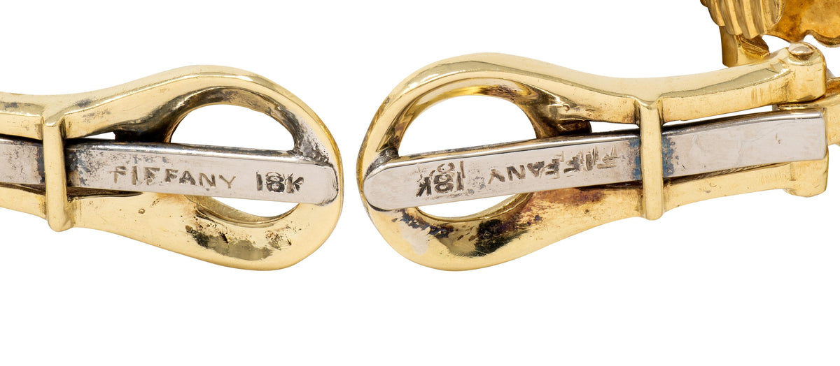 Tiffany & Co. 1960's Enamel 18 Karat Yellow Gold Vintage Bamboo Earrings