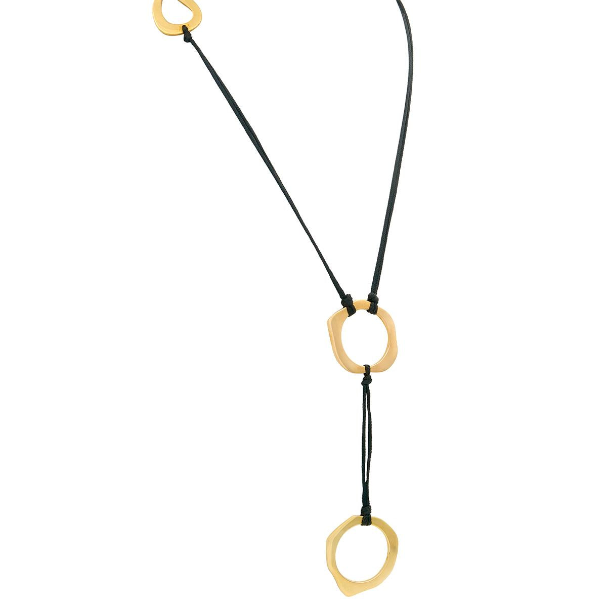 Zolatas 2000's 18 Karat Yellow Gold Contemporary Cord Station Lariat Necklace