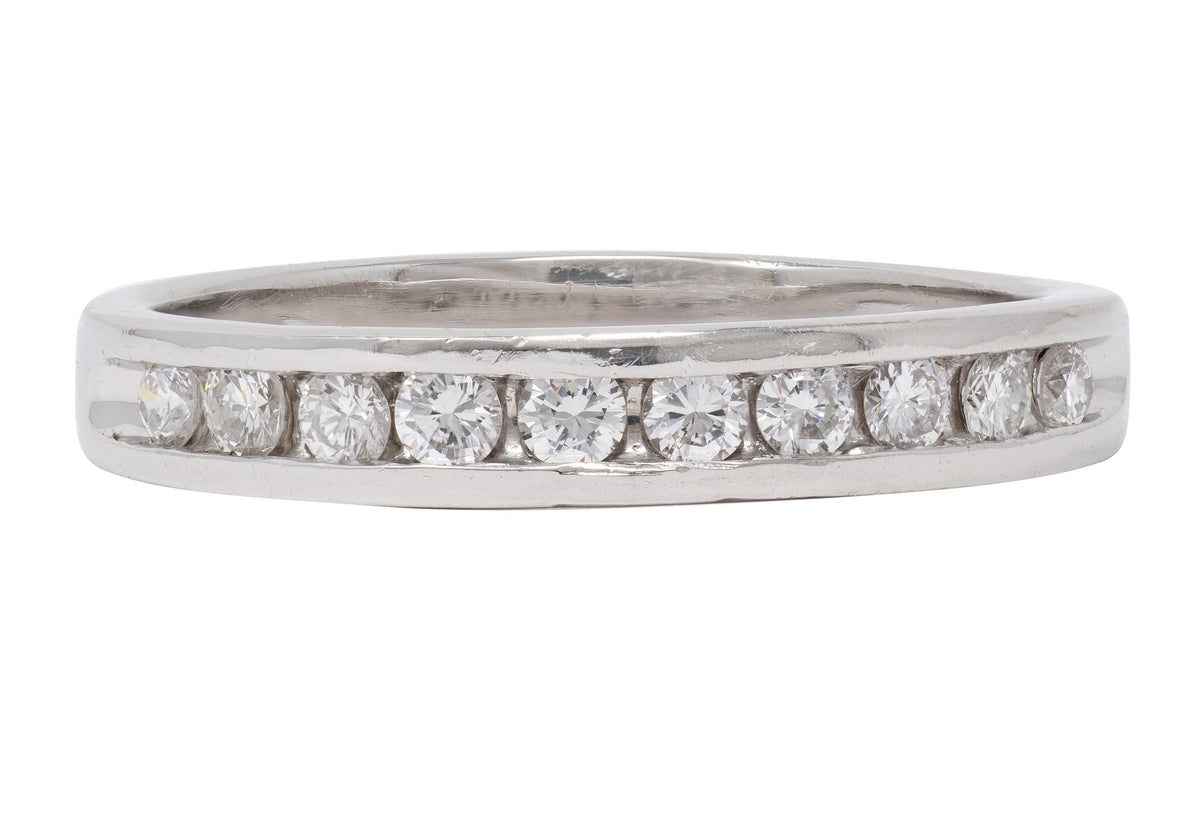 Contemporary Round Brilliant Cut Diamond Platinum Channel Band Ring