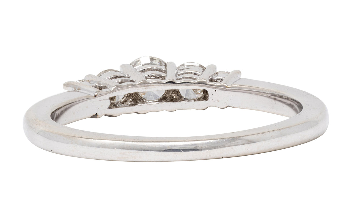 Contemporary Round Brilliant Diamond 14 Karat White Gold Five Stone Band Ring