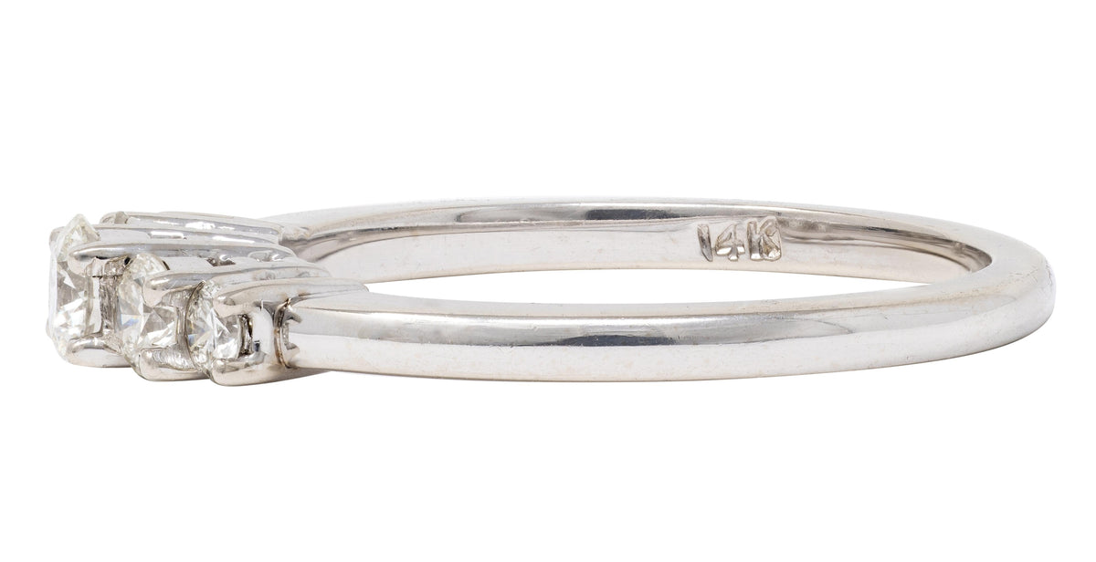 Contemporary Round Brilliant Diamond 14 Karat White Gold Five Stone Band Ring