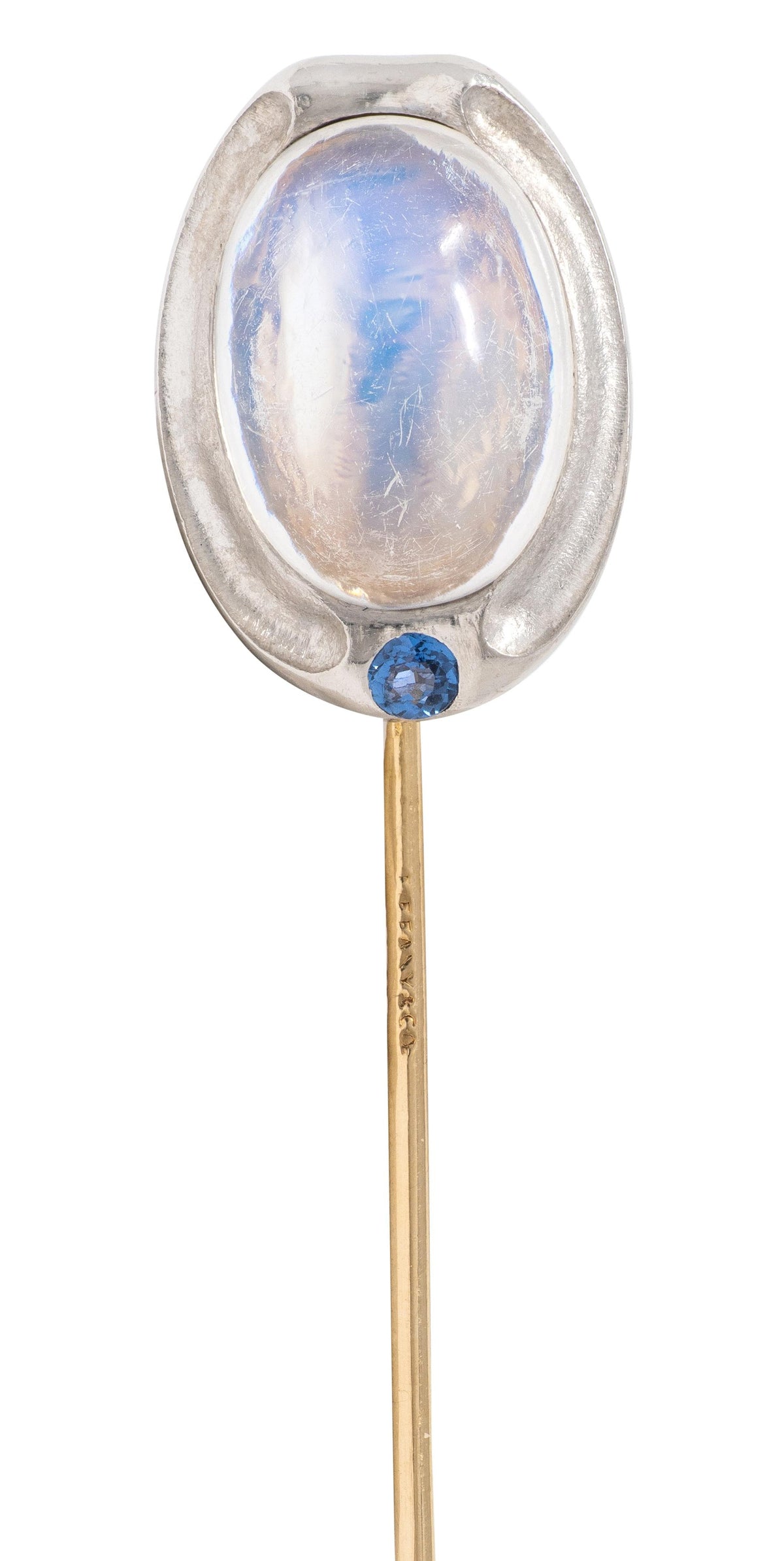 Louis Comfort Tiffany & Co. Nouveau Moonstone 14K Gold Platinum Antique Stickpin