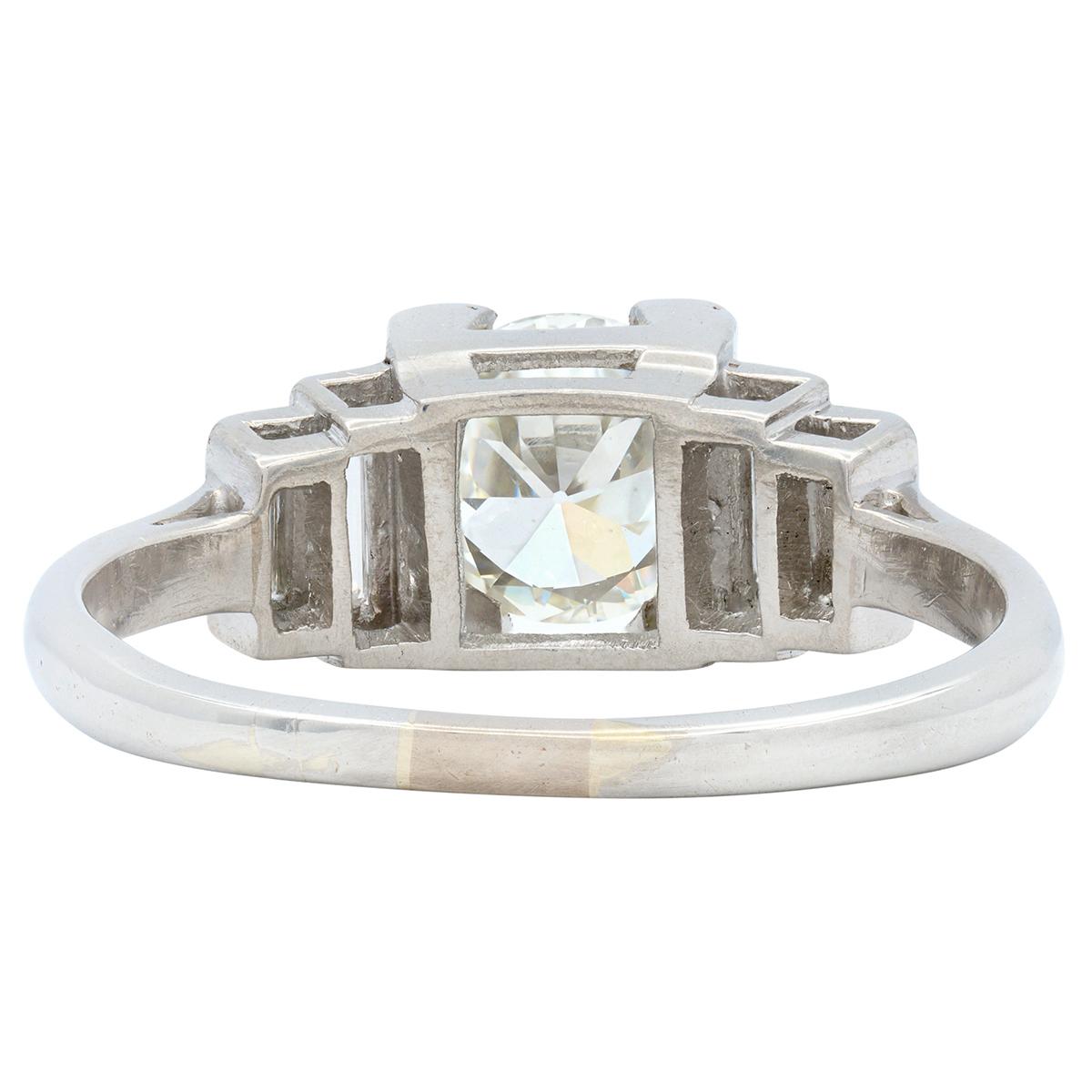 Art Deco Old European Cut Diamond Platinum Vintage Stepped Engagement Ring